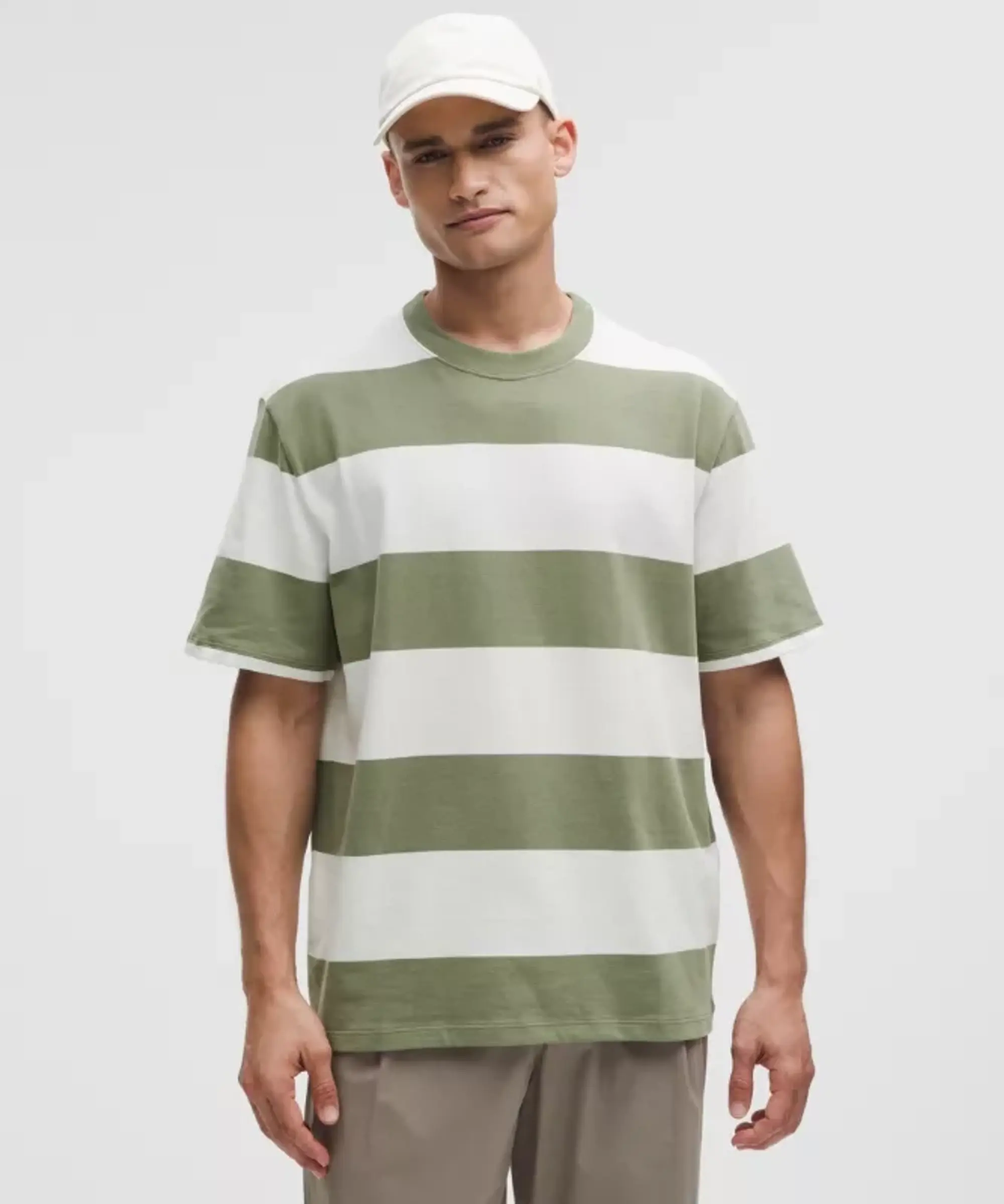 lululemon – Men's Heavyweight Jersey T-Shirt Stripe – Color Green/White – Size L
