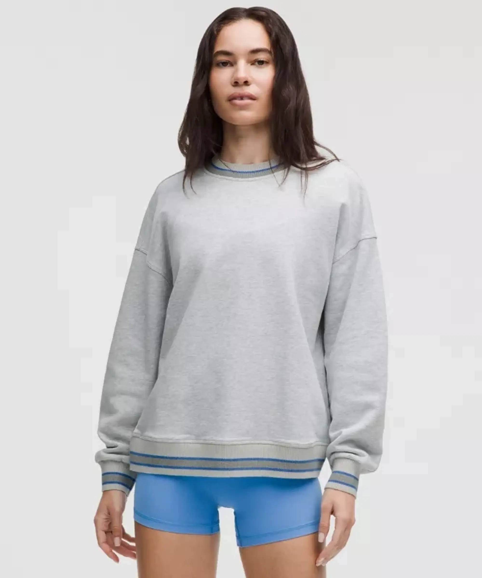 lululemon – Women's Perfectly Oversized Ringer Crew Sweatshirt – Color Light Grey/Grey – Size L