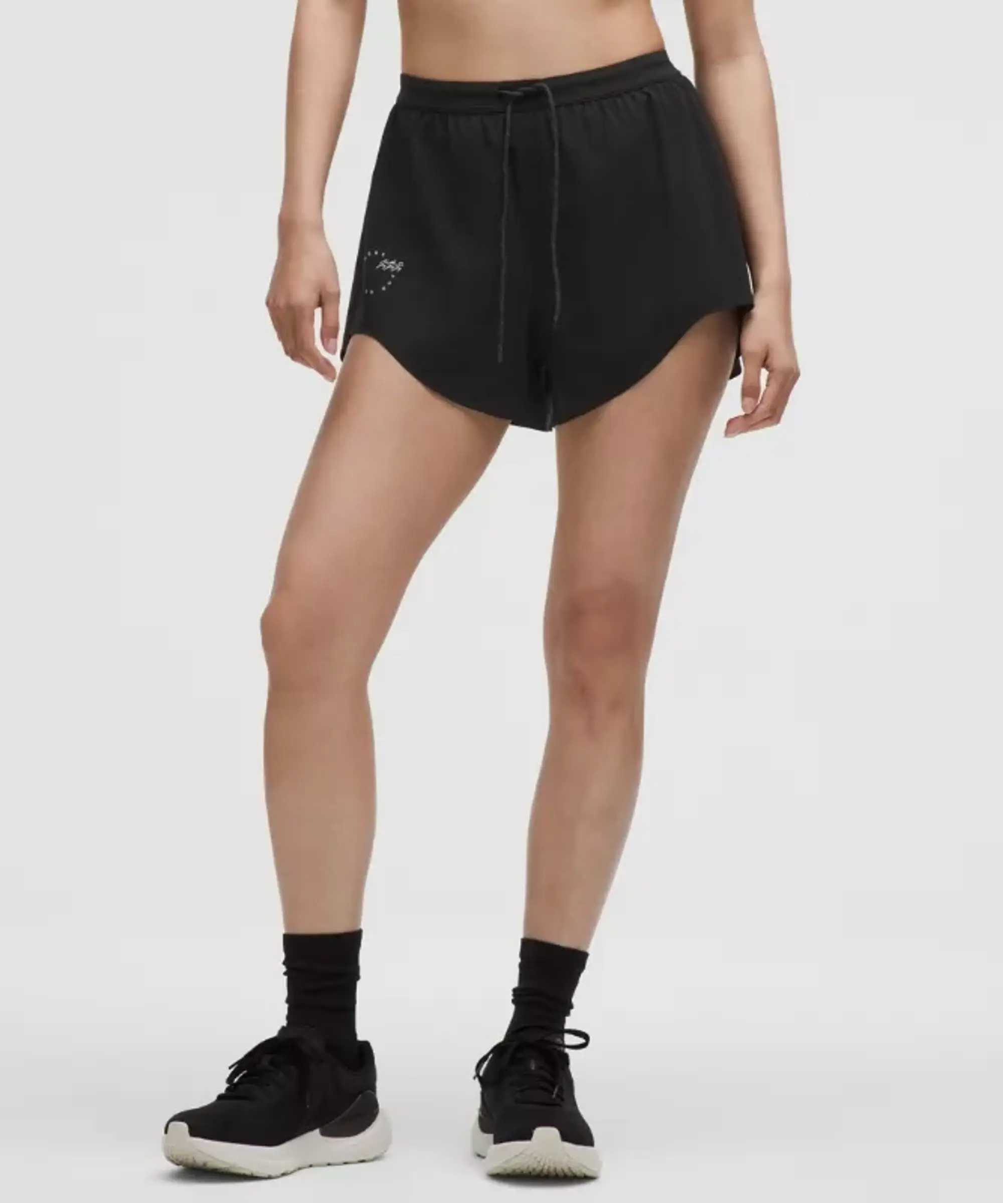 lululemon – Women's Mile Maker Run Crew Graphic Woven High-Rise Shorts – 3" – Color Black – Size L