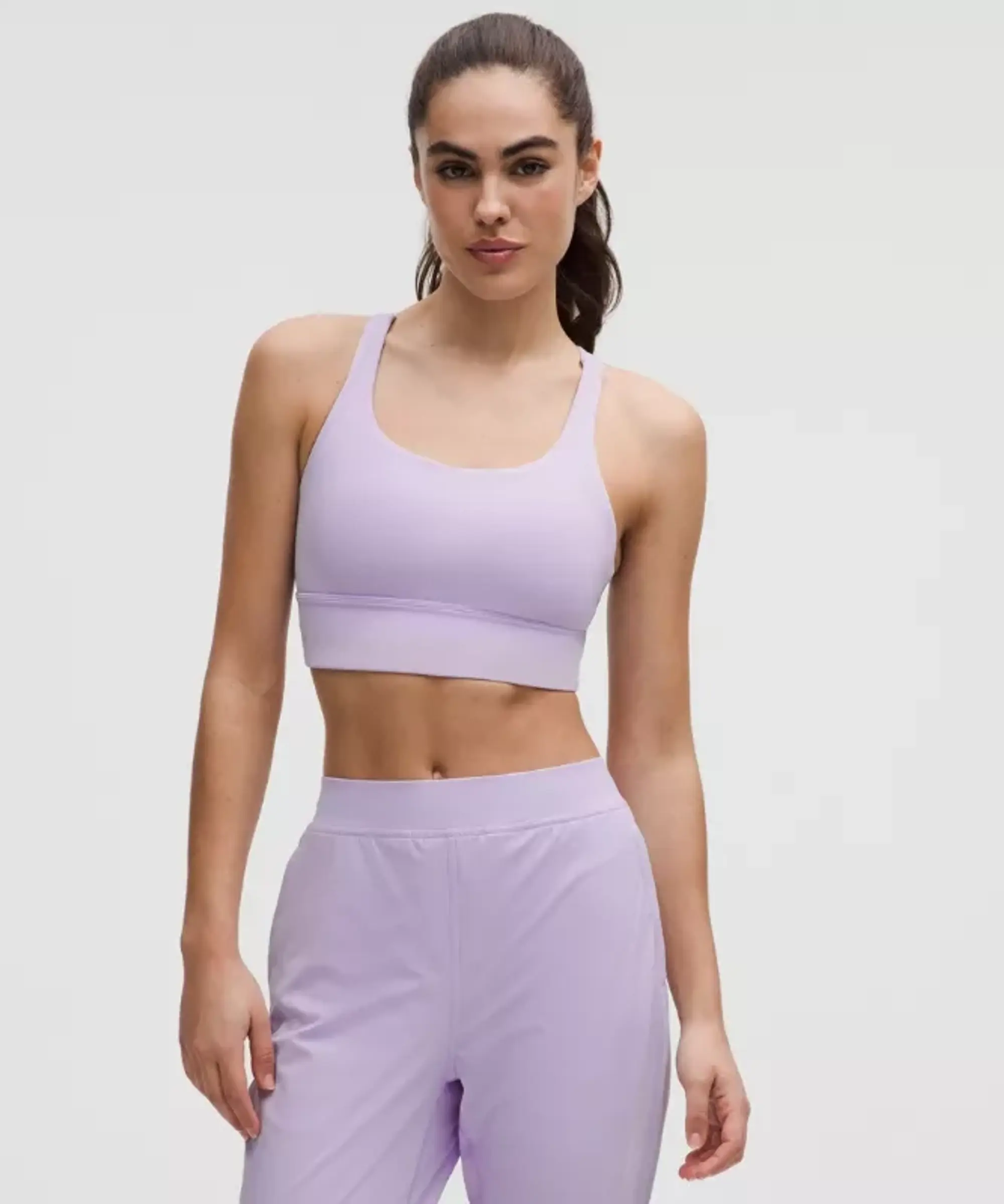 lululemon – Women's Energy Longline Sports Bra Medium Support, B-D Cups – Color Purple – Size 10