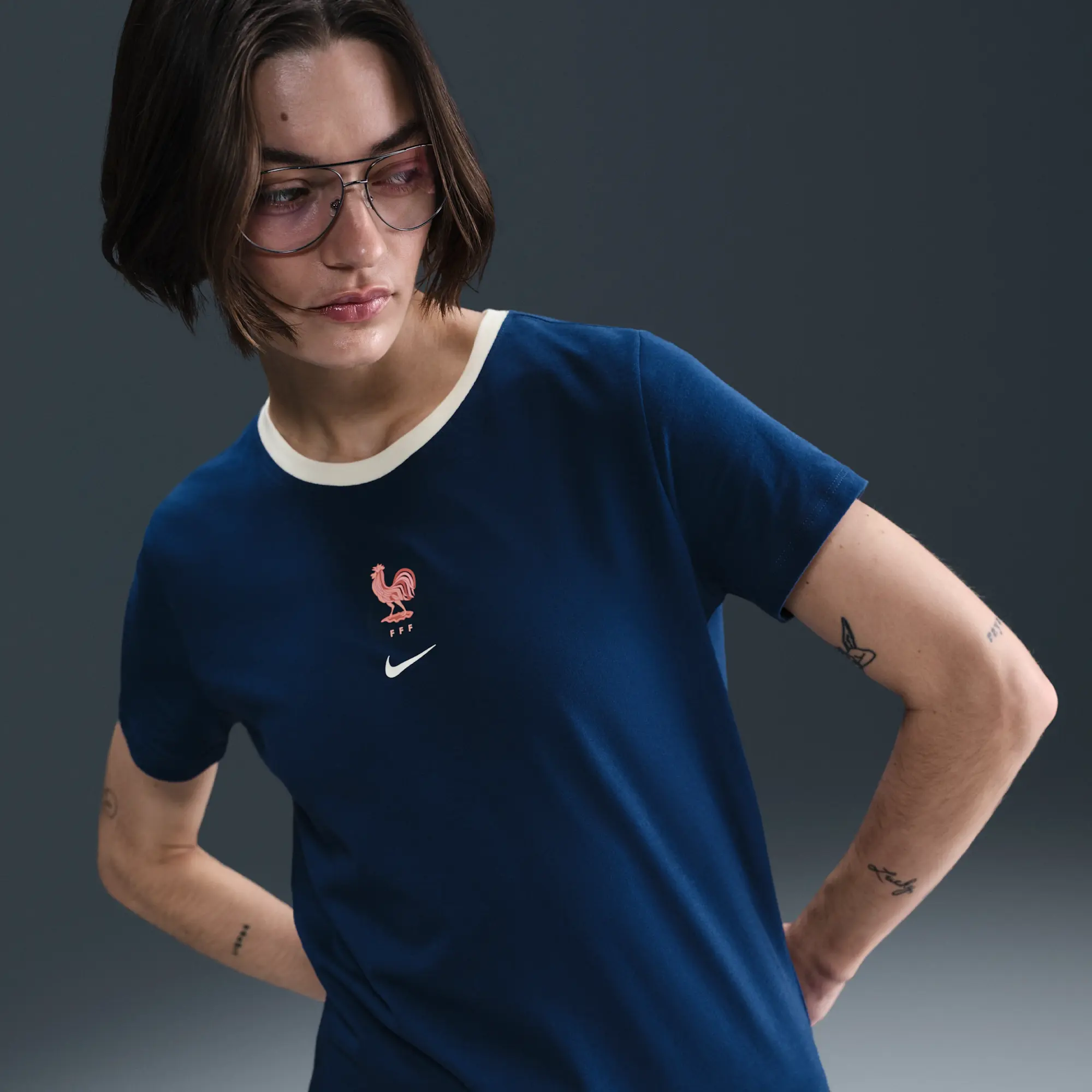 France Nike Crest T-Shirt - Blue - Womens