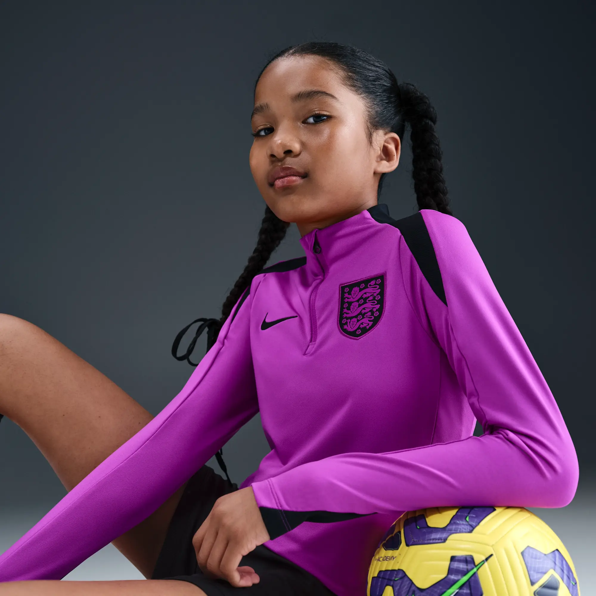 England Strike Older Kids' Nike Dri-FIT Football Drill Top - Purple - Polyester/Elastane