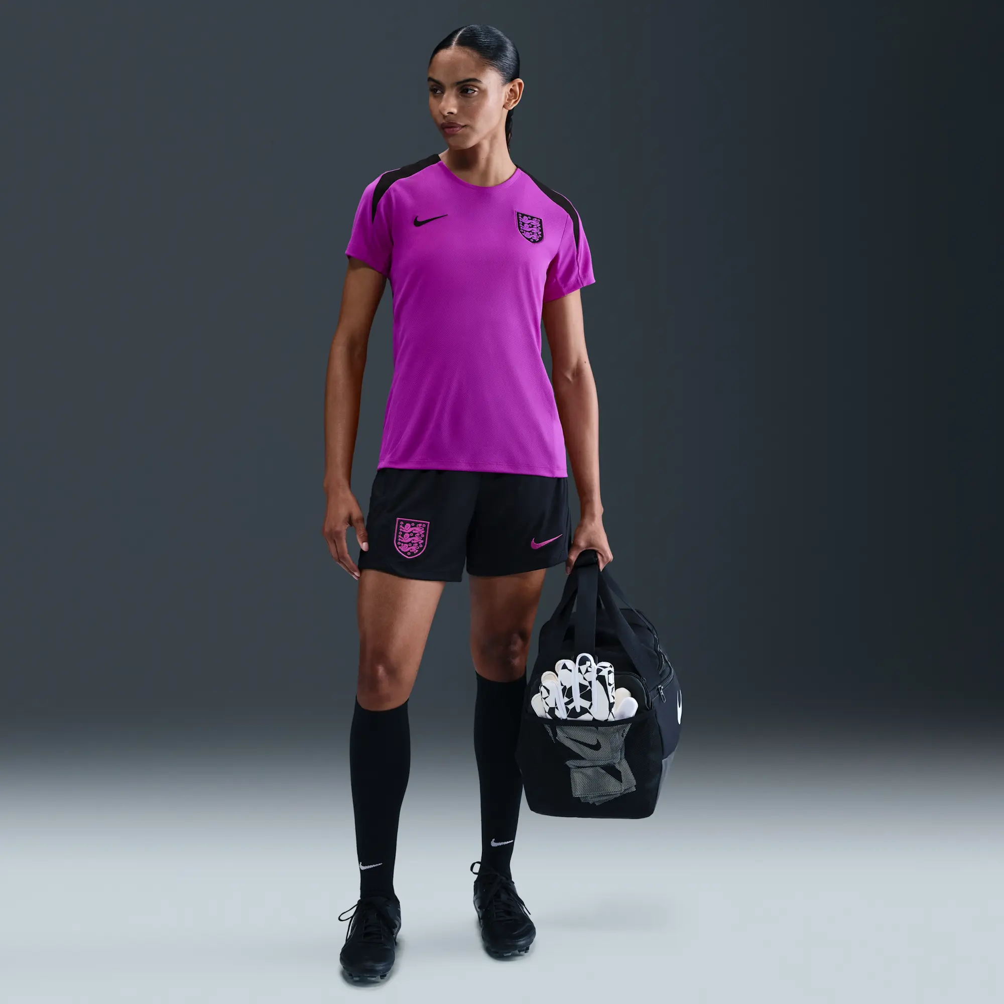 England Strike Women's Nike Dri-FIT Football Short-Sleeve Top - Purple - Recycled Polyester