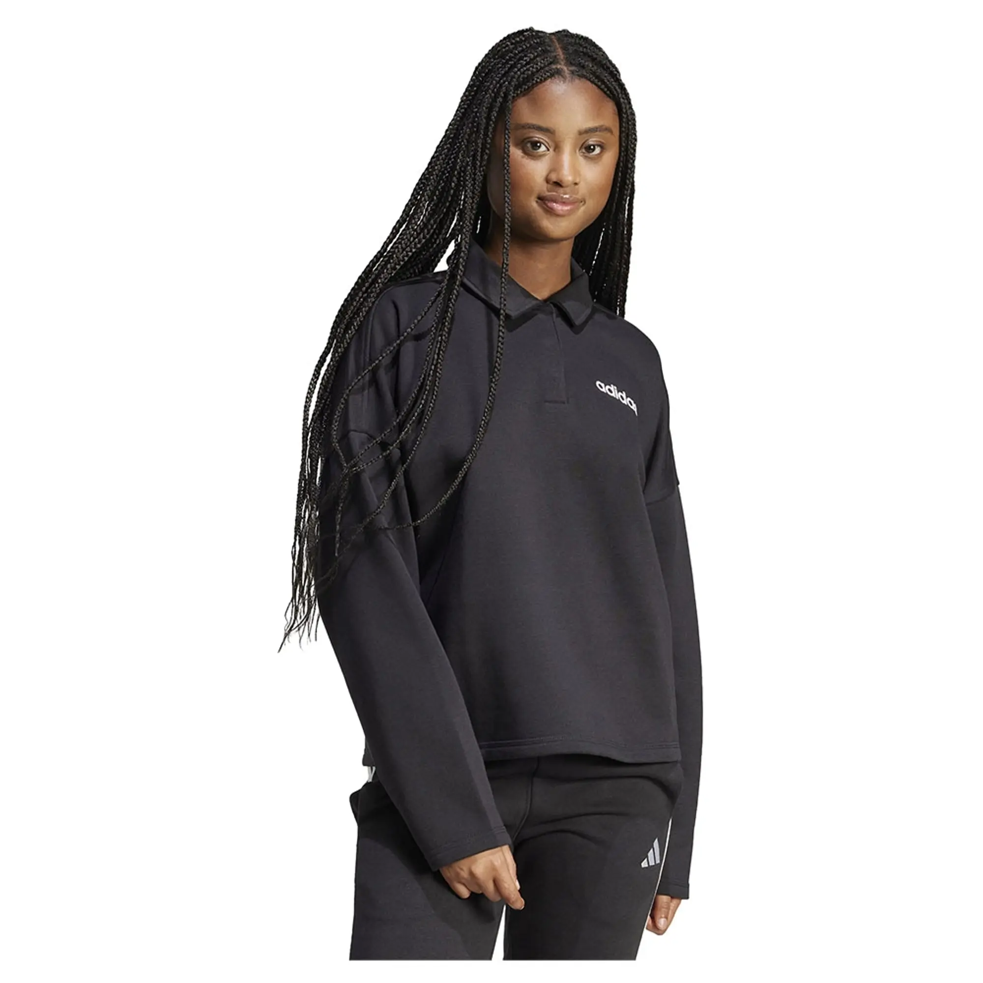 Adidas Essentials Linear Fleece Polo Sweatshirt