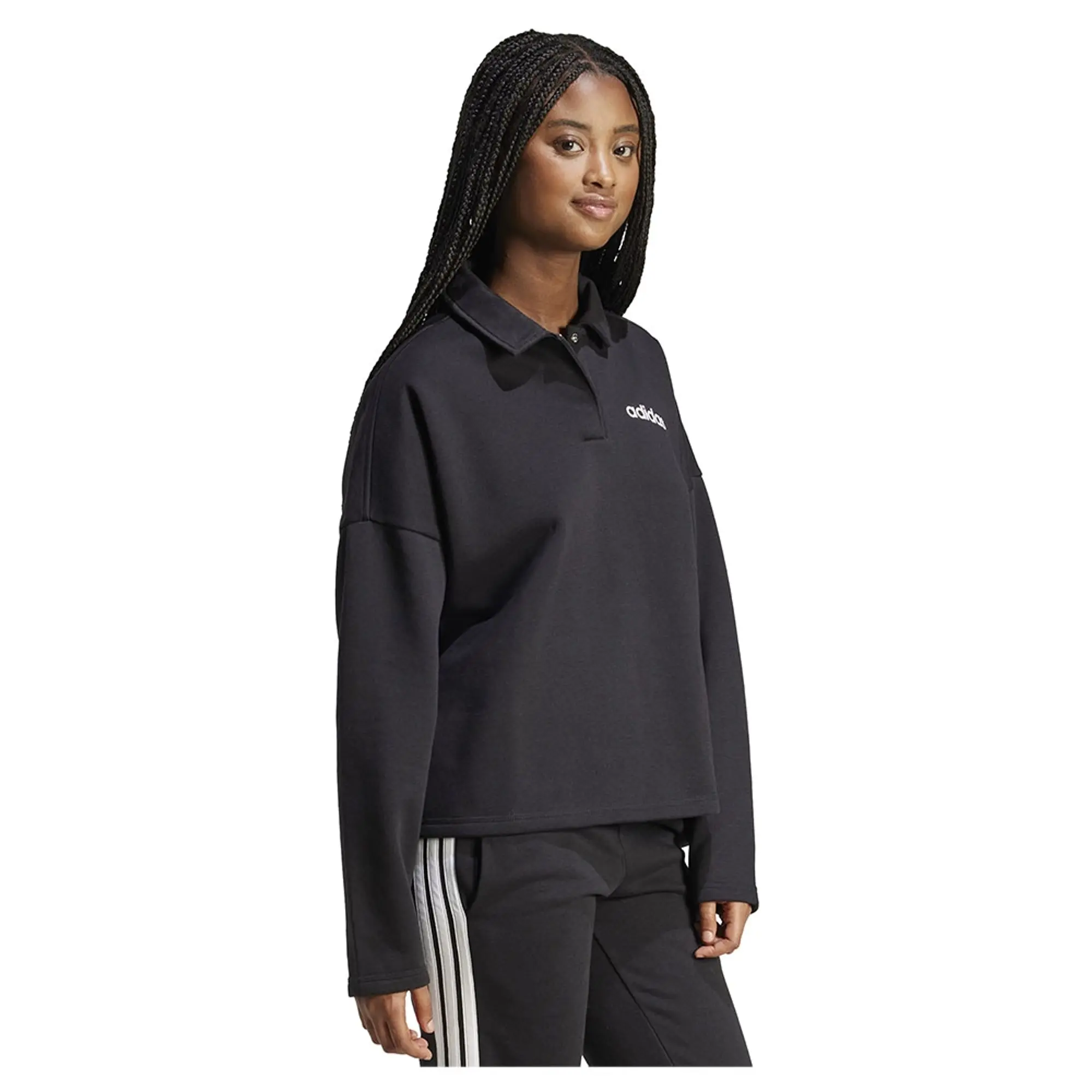 Adidas Essentials Linear Fleece Polo Sweatshirt
