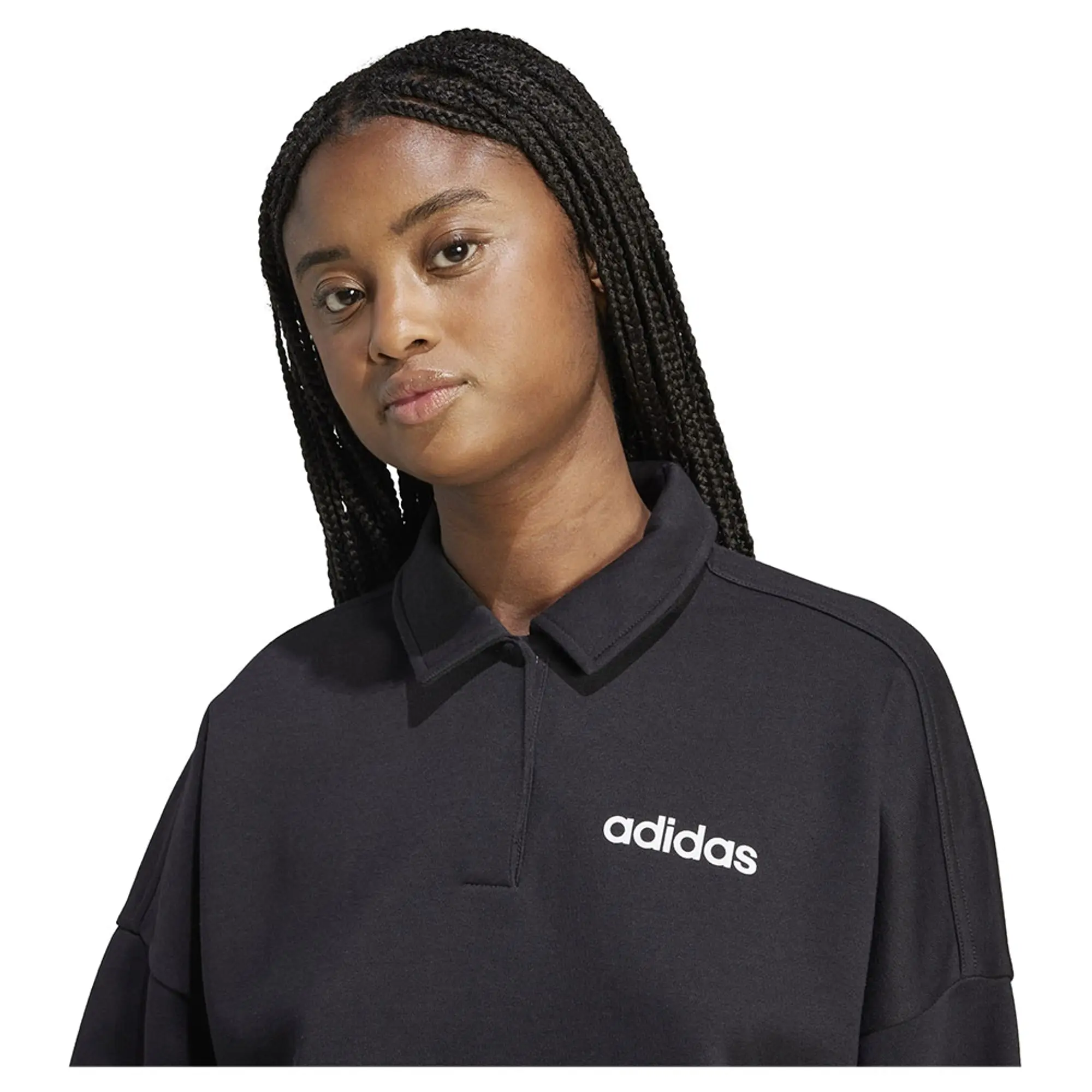 Adidas Essentials Linear Fleece Polo Sweatshirt