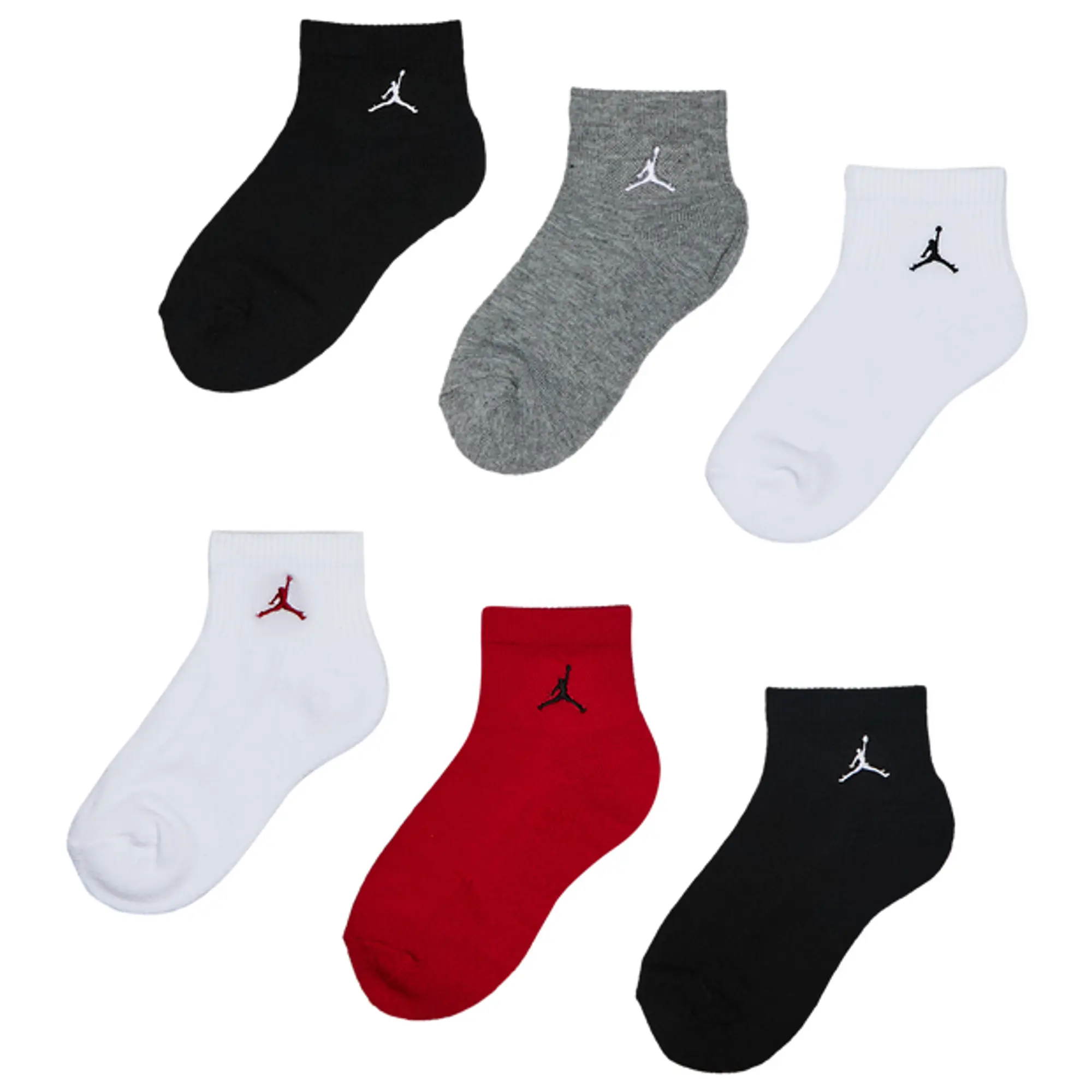 Jordan Kids Ankle 6 Pack Unisex Socks - Red