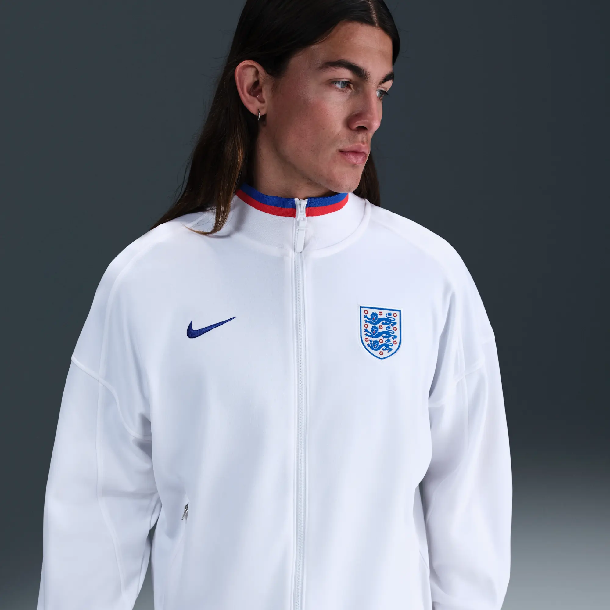 England Academy Pro Home Men's Nike Dri-FIT Football Anthem Jacket - White - Recycled Polyester