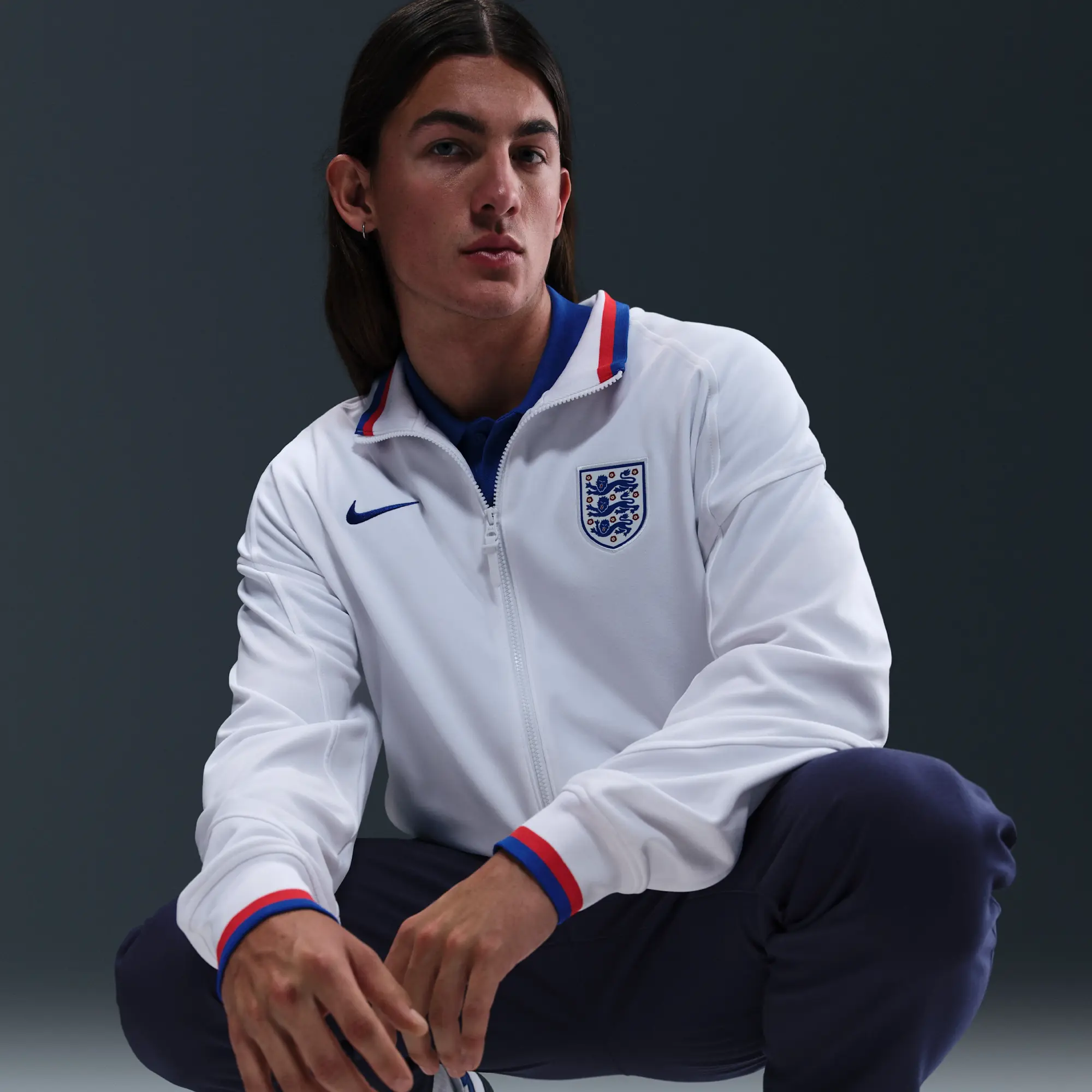 England Academy Pro Home Men's Nike Dri-FIT Football Anthem Jacket - White - Recycled Polyester