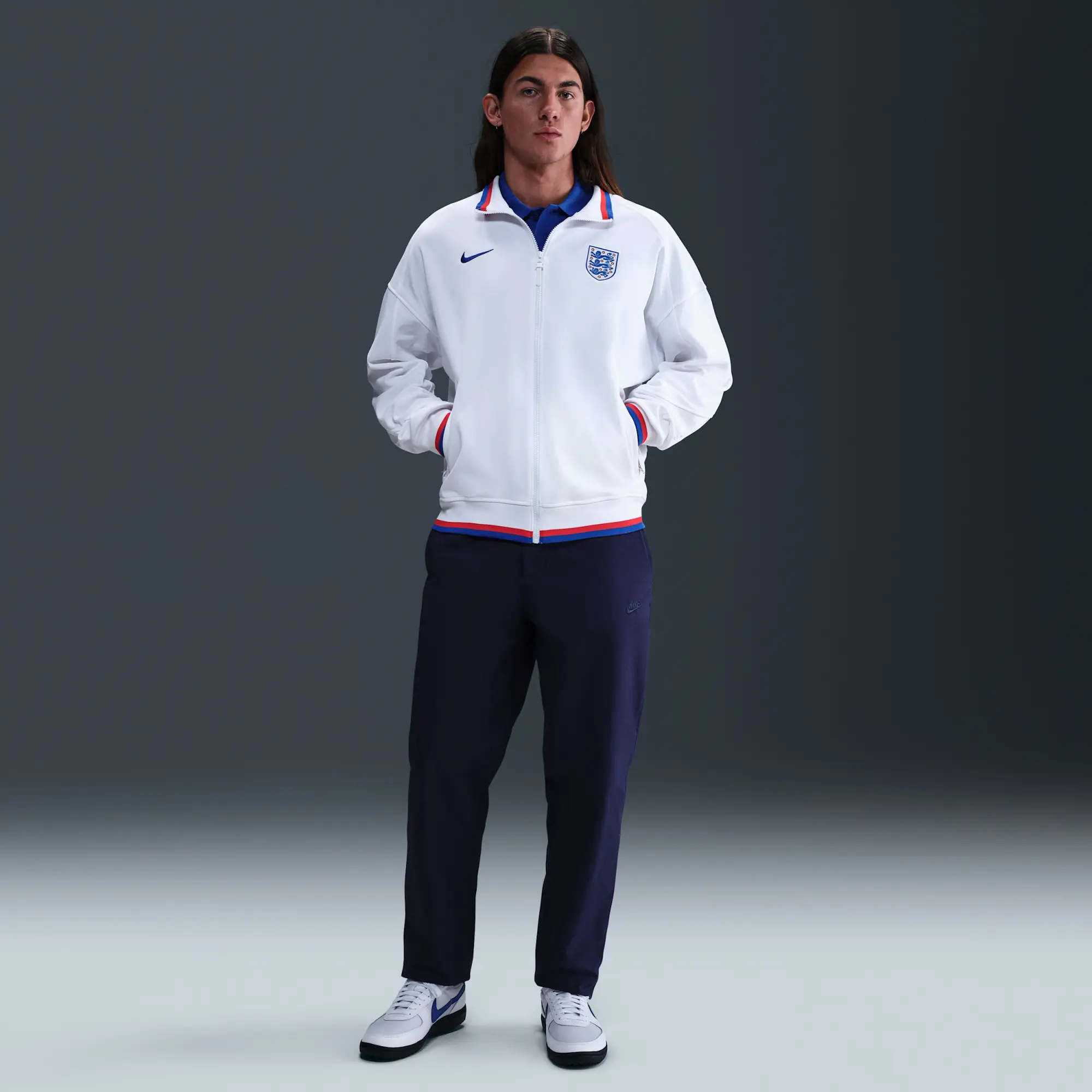 England Academy Pro Home Men's Nike Dri-FIT Football Anthem Jacket - White - Recycled Polyester
