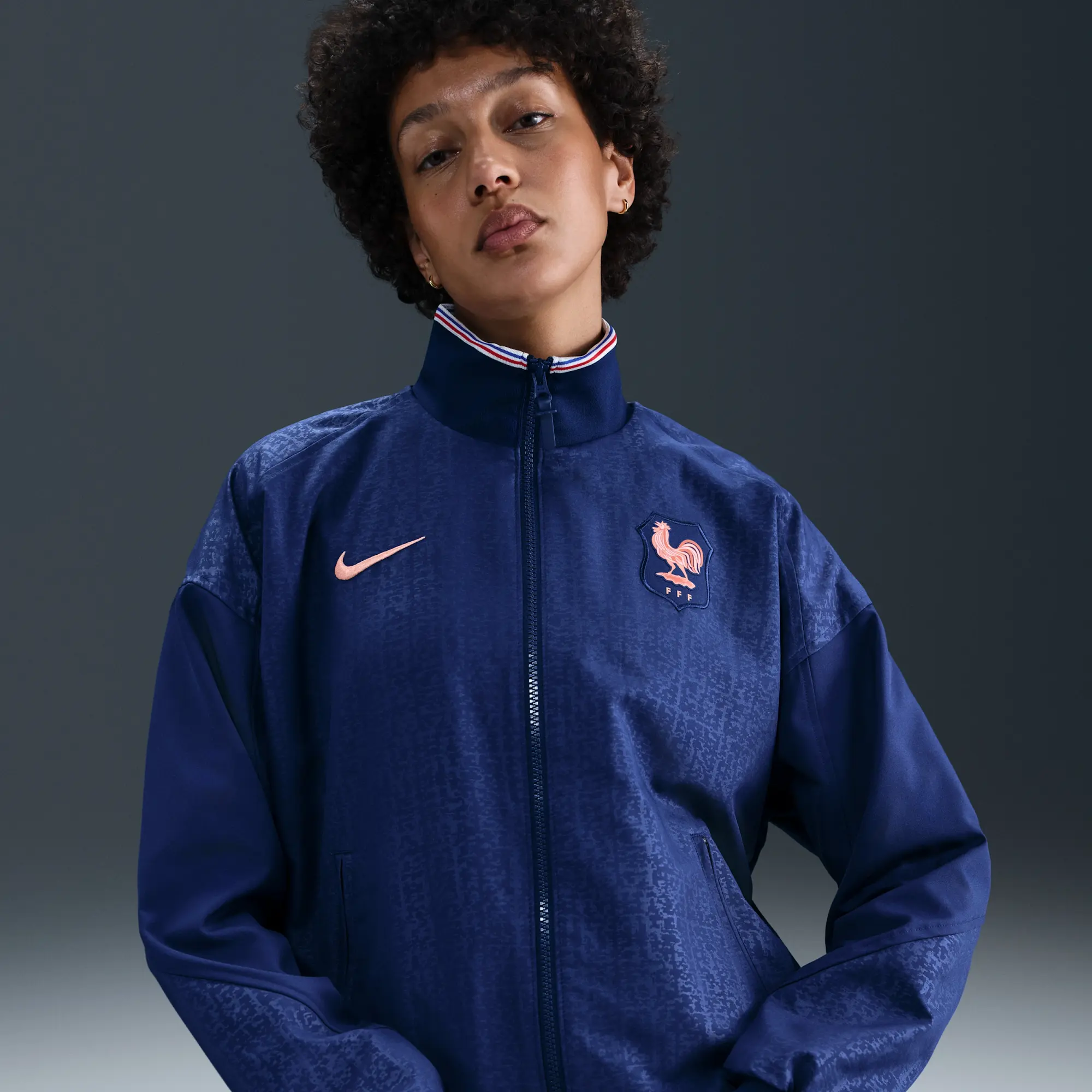 FFF Strike Women's Nike Dri-FIT Soccer Anthem Jacket - Blue - Recycled Polyester