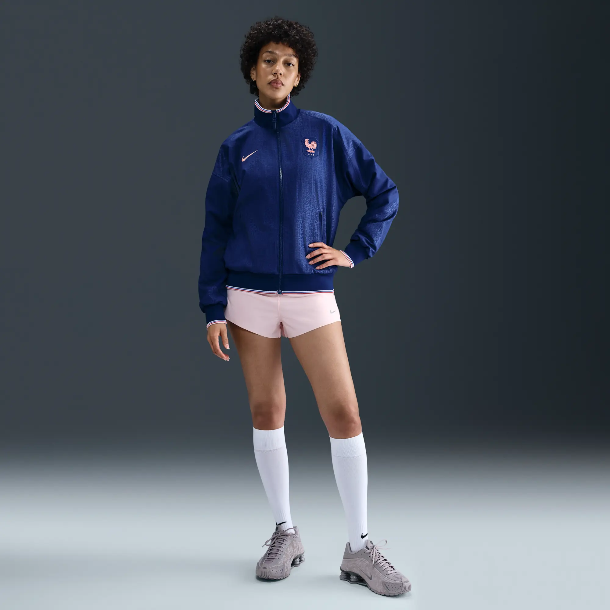 FFF Strike Women's Nike Dri-FIT Soccer Anthem Jacket - Blue - Recycled Polyester