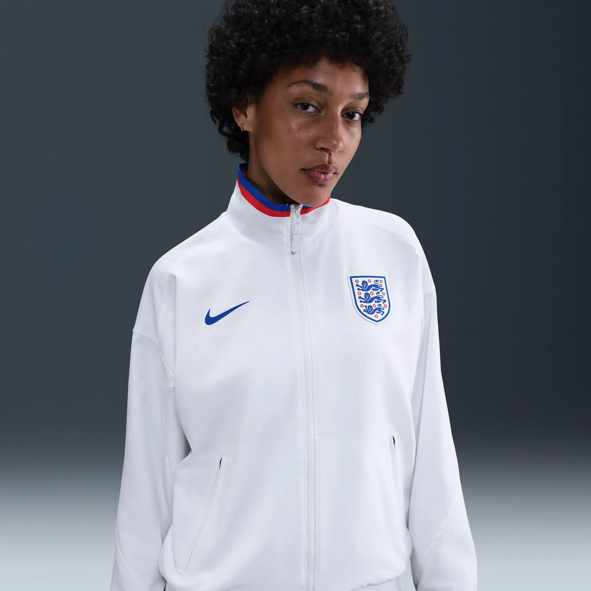England Strike Home Women's Nike Dri-FIT Football Anthem Jacket - White - Recycled Polyester