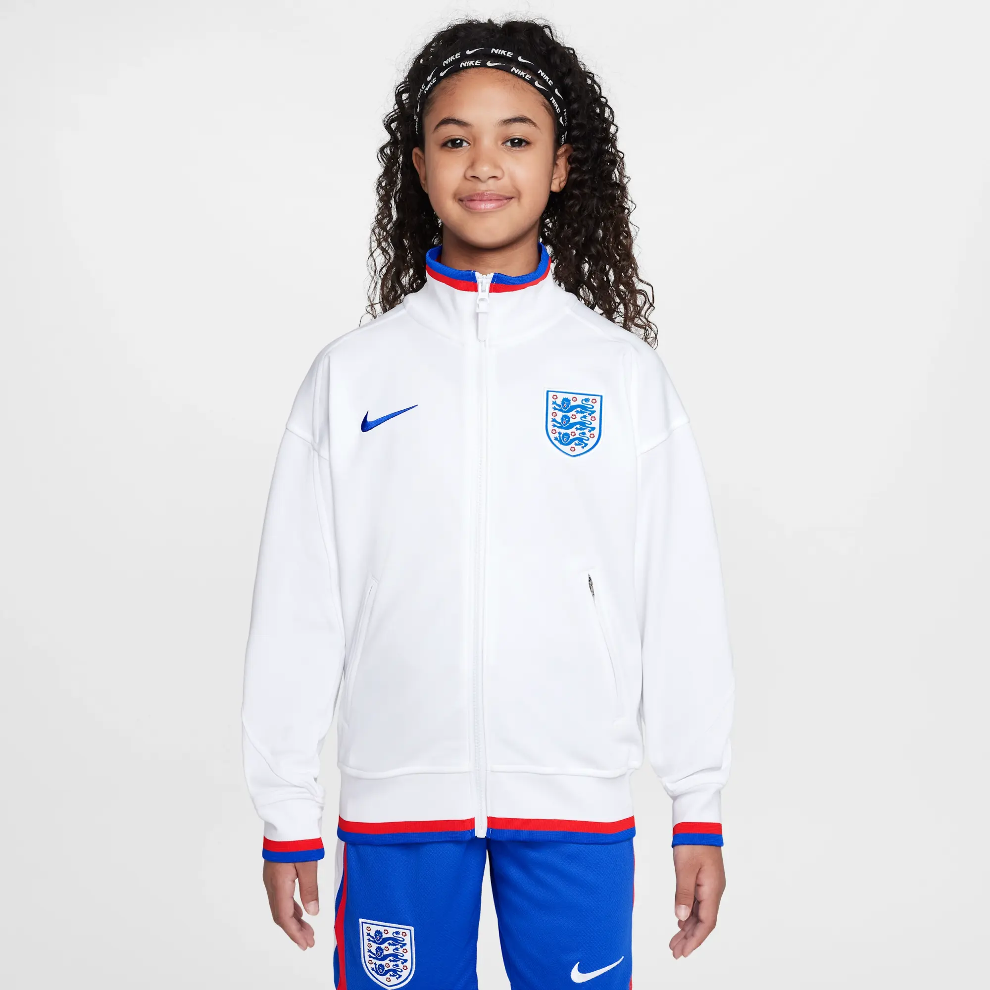 England Academy Pro Home Older Kids' Nike Dri-FIT Football Anthem Jacket - White - Recycled Polyester
