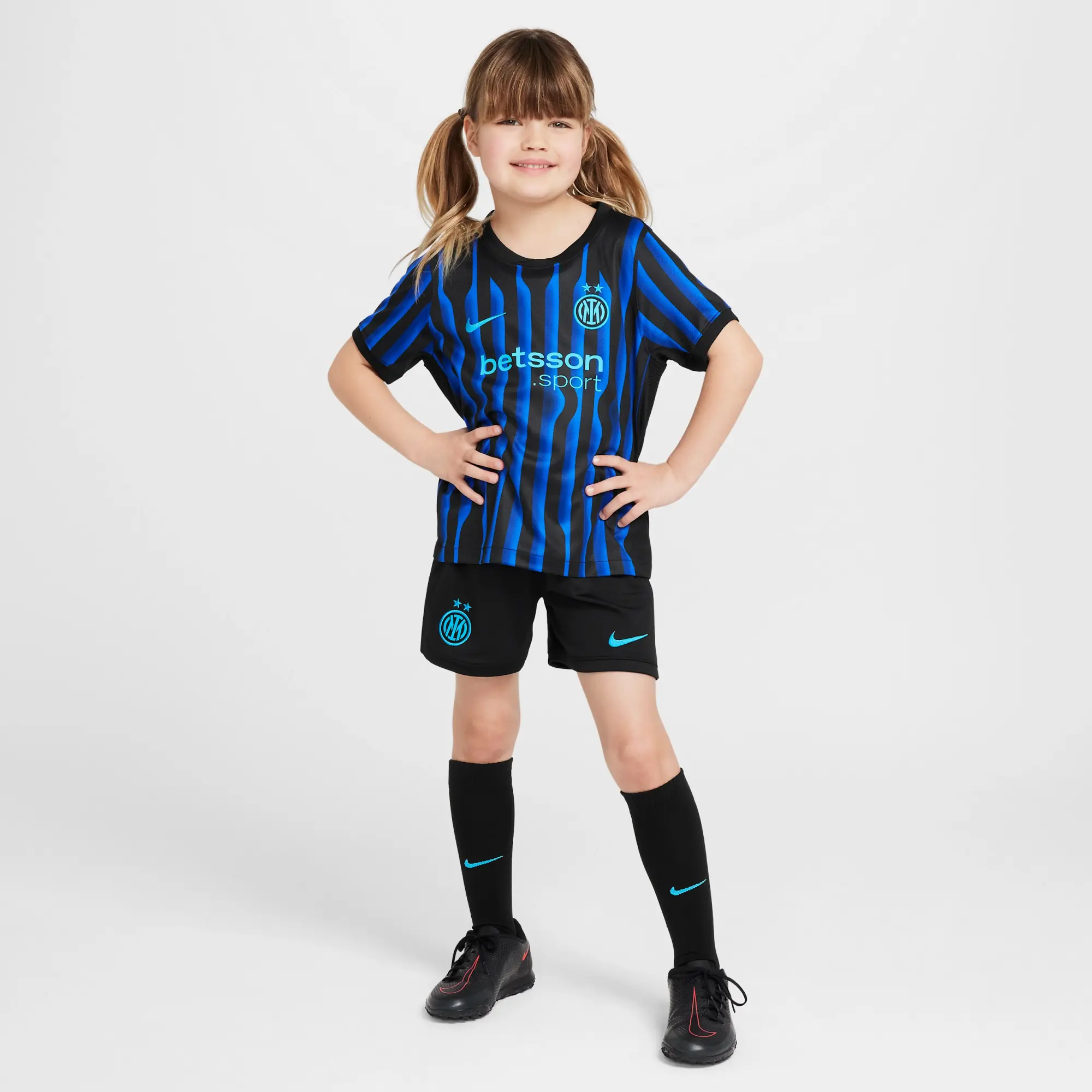 Inter Milan 2025/26 Stadium Home Little Kids' Nike Soccer Replica 3-Piece Kit - Blue - Recycled Polyester