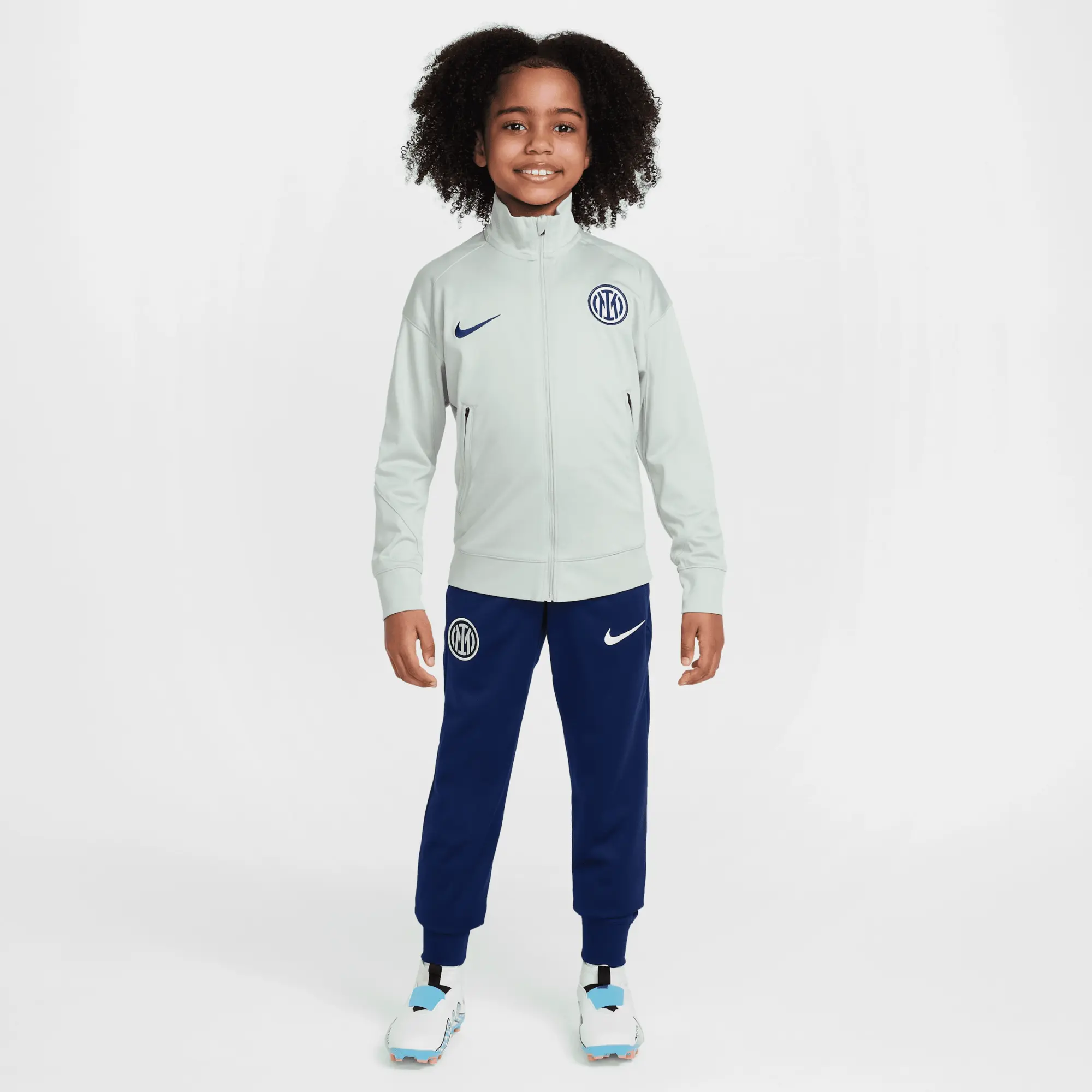 Inter Milan Strike Older Kids' Nike Dri-FIT Football Knit Tracksuit - Grey - Sustainable Materials