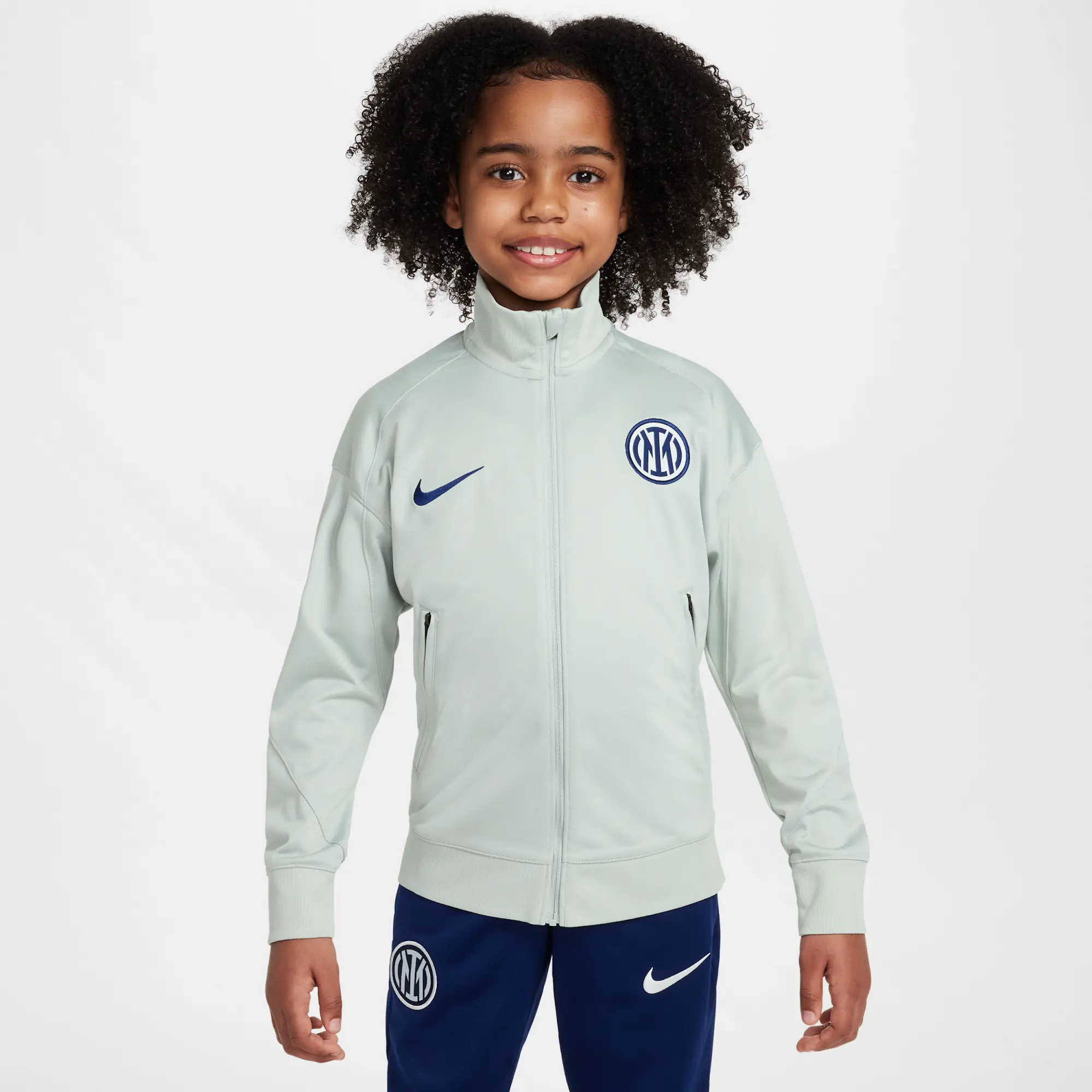 Inter Milan Strike Older Kids' Nike Dri-FIT Football Knit Tracksuit - Grey - Sustainable Materials