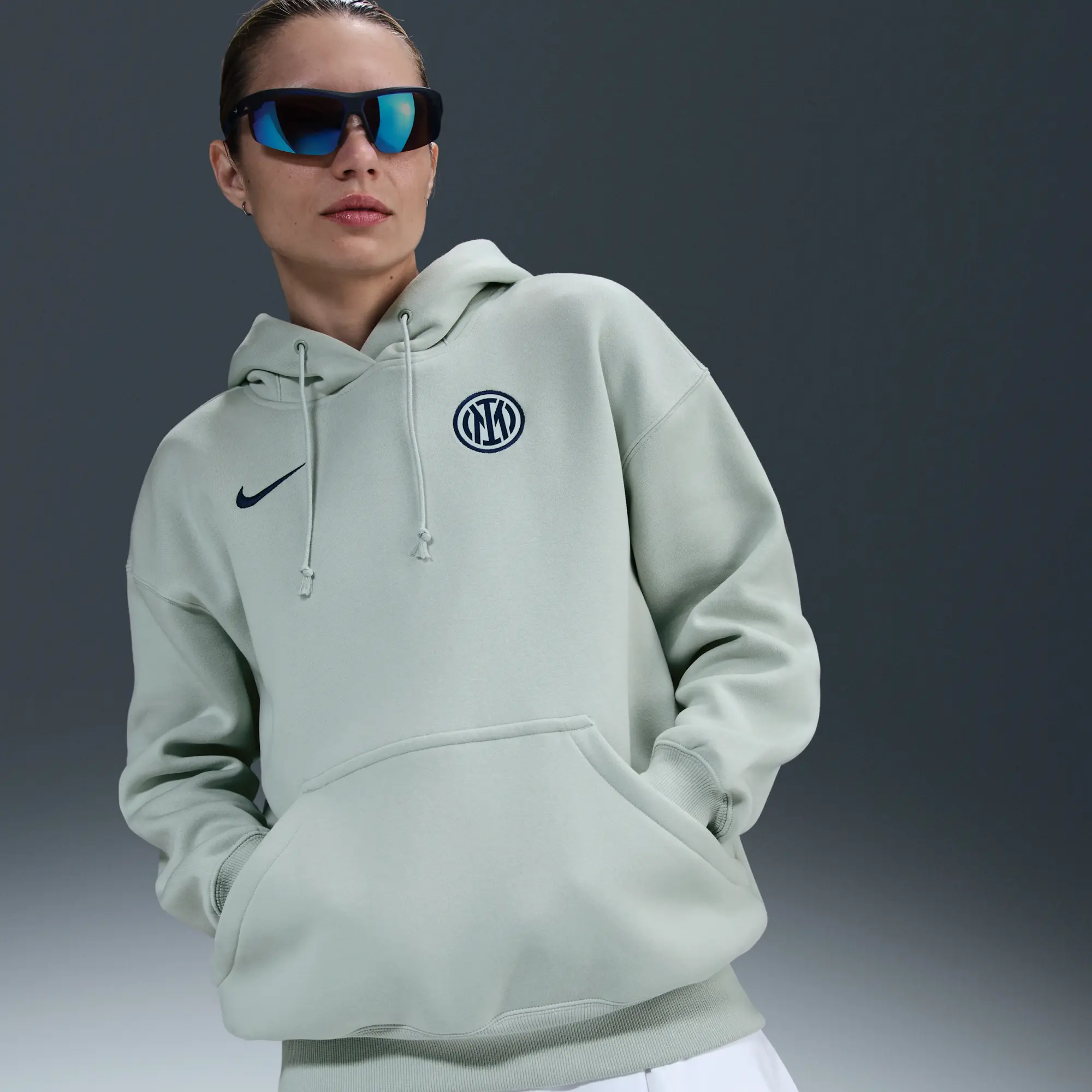 Inter Milan Phoenix Fleece Women's Nike Football Oversized Pullover Hoodie - Grey - Fleece > Phoenix Fleece