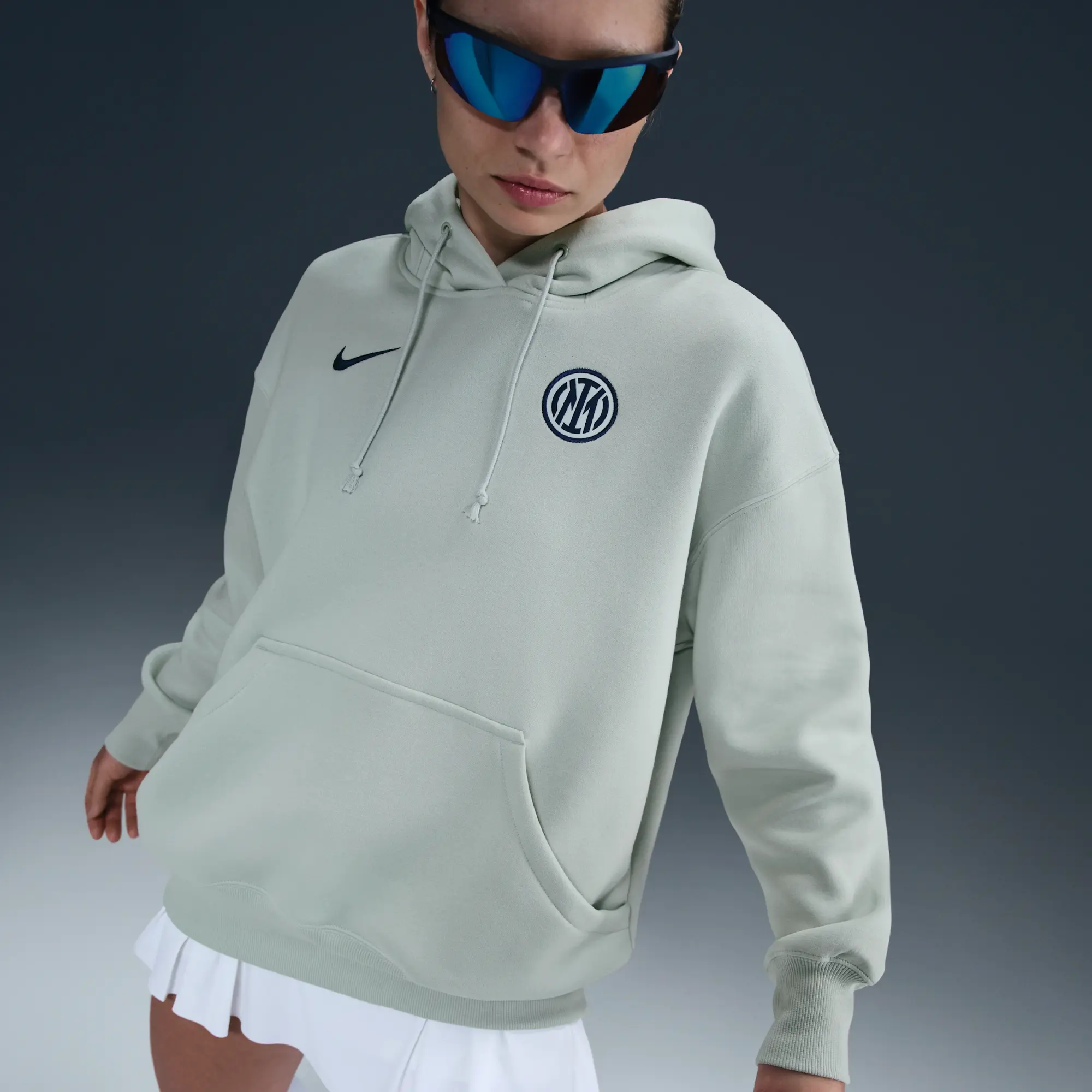 Inter Milan Phoenix Fleece Women's Nike Football Oversized Pullover Hoodie - Grey - Fleece > Phoenix Fleece