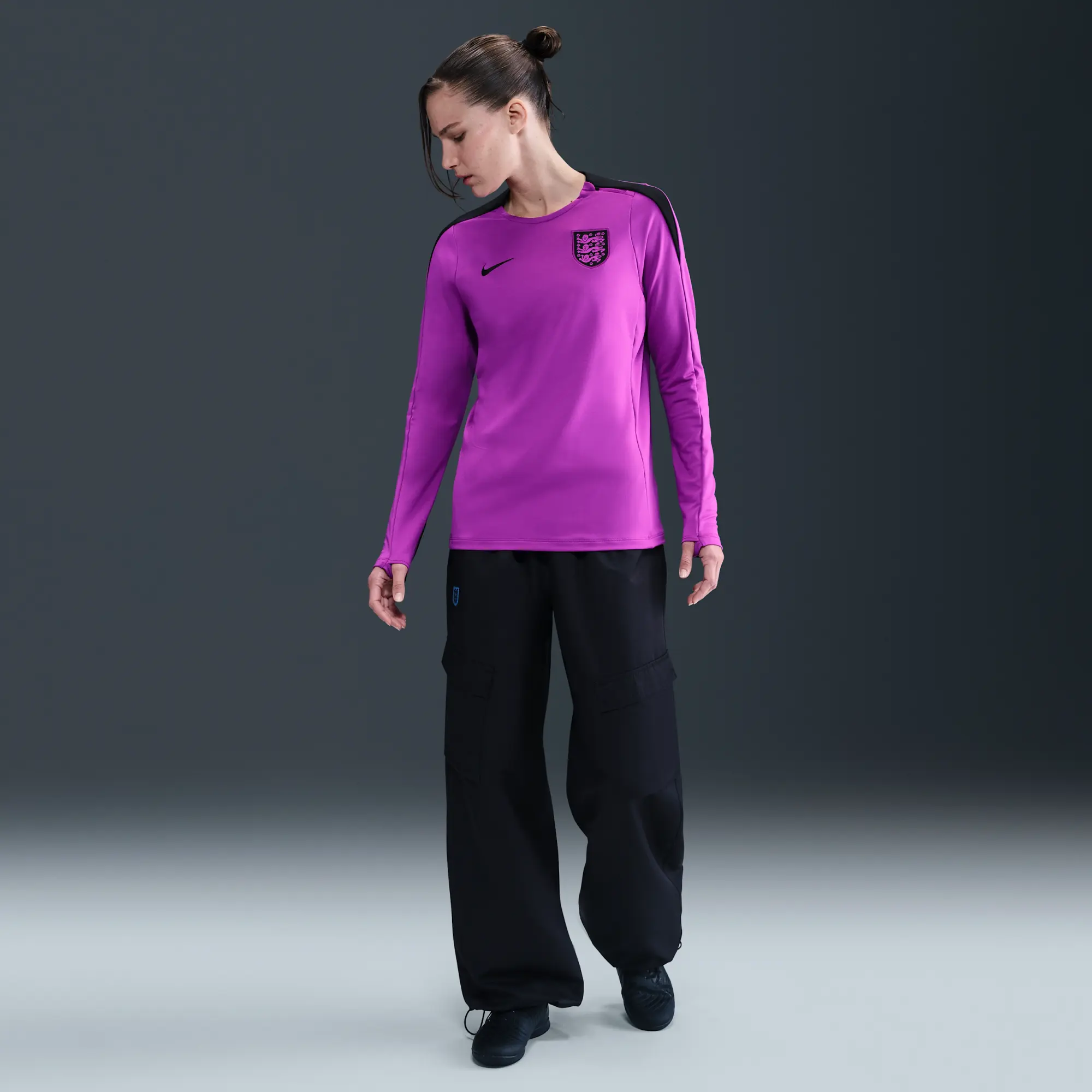 England Strike Women's Nike Dri-FIT Football Crew-Neck Knit Top - Purple - Sustainable Materials
