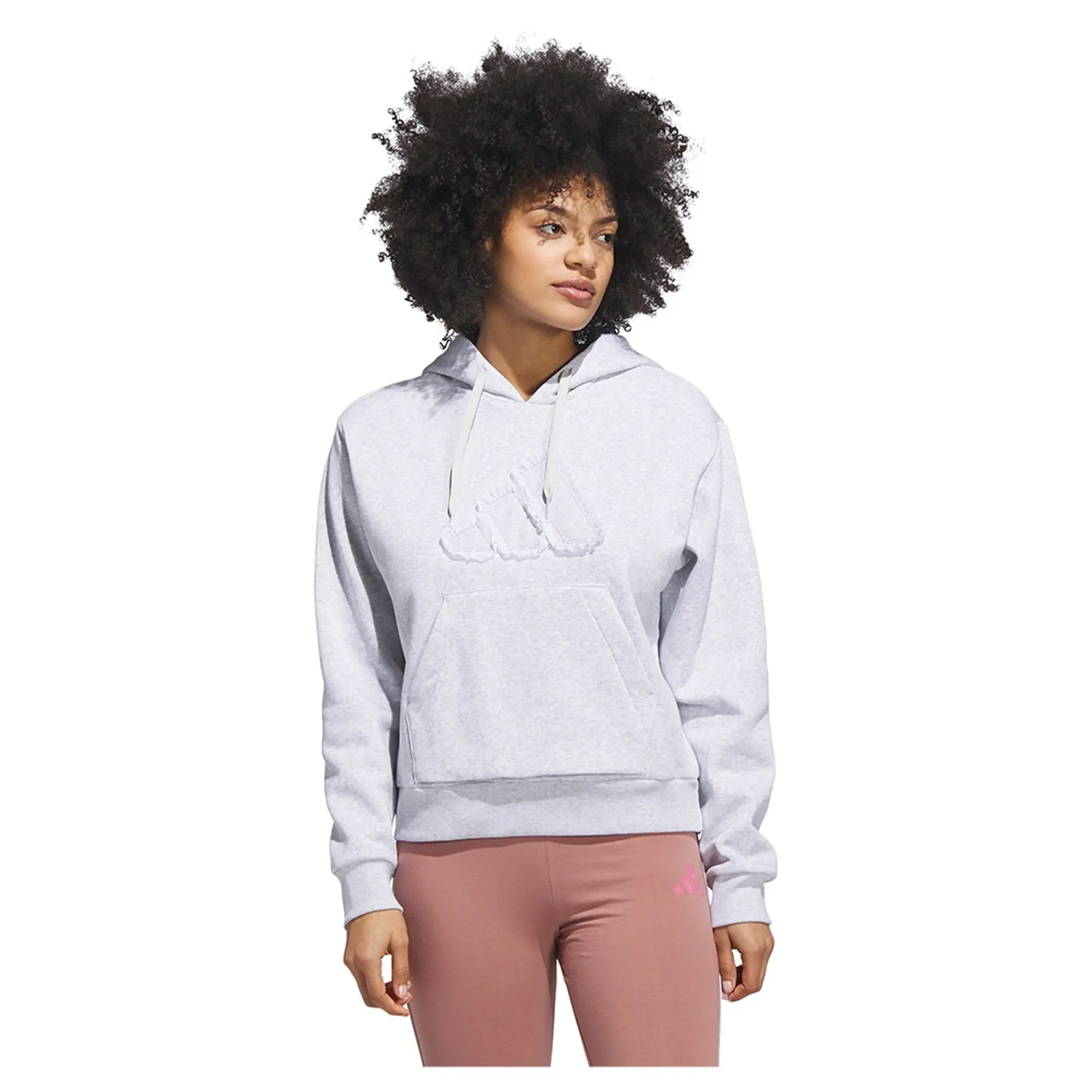 Adidas Seasonal Essentials Ruffled Big Logo Graphic Hoodie