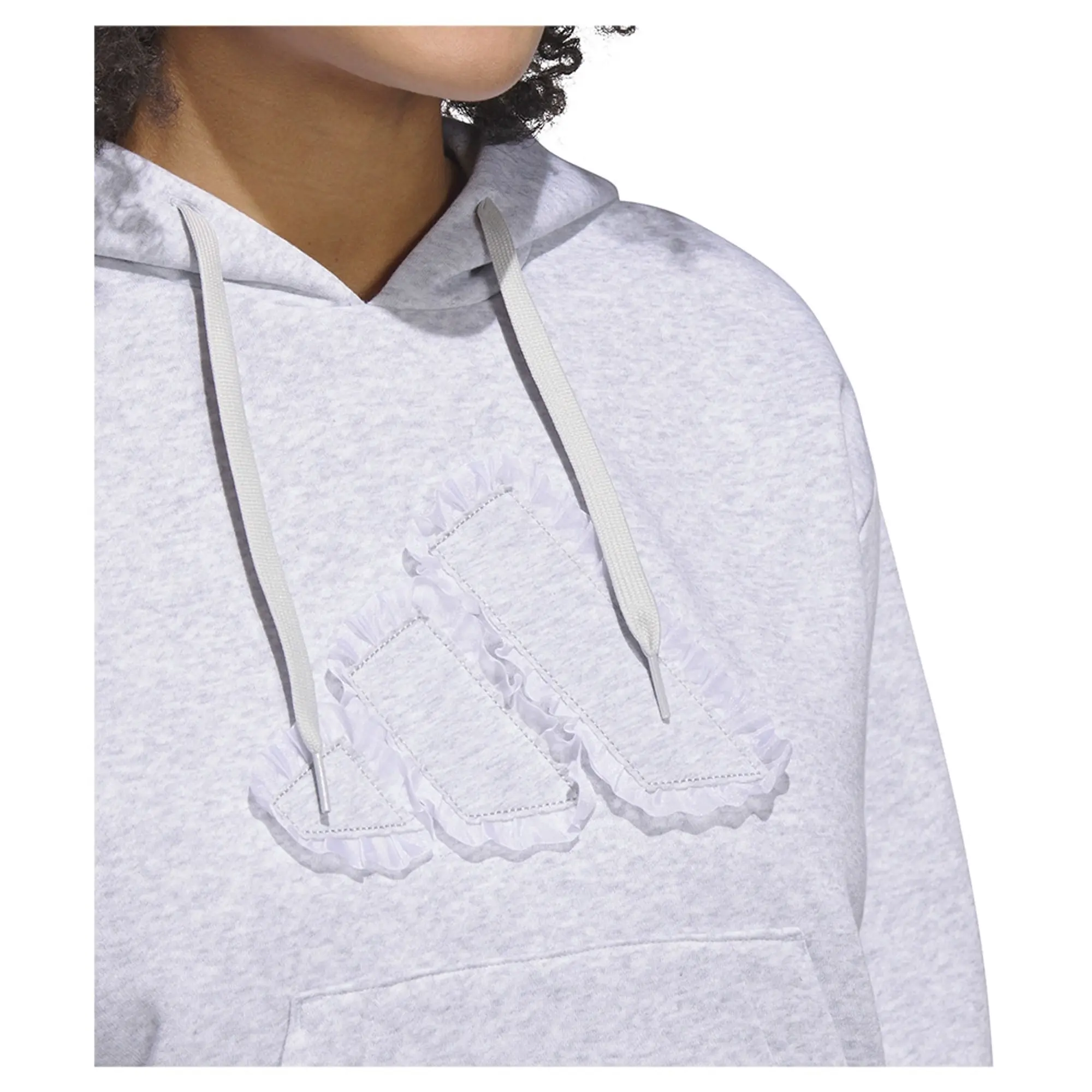 Adidas Seasonal Essentials Ruffled Big Logo Graphic Hoodie