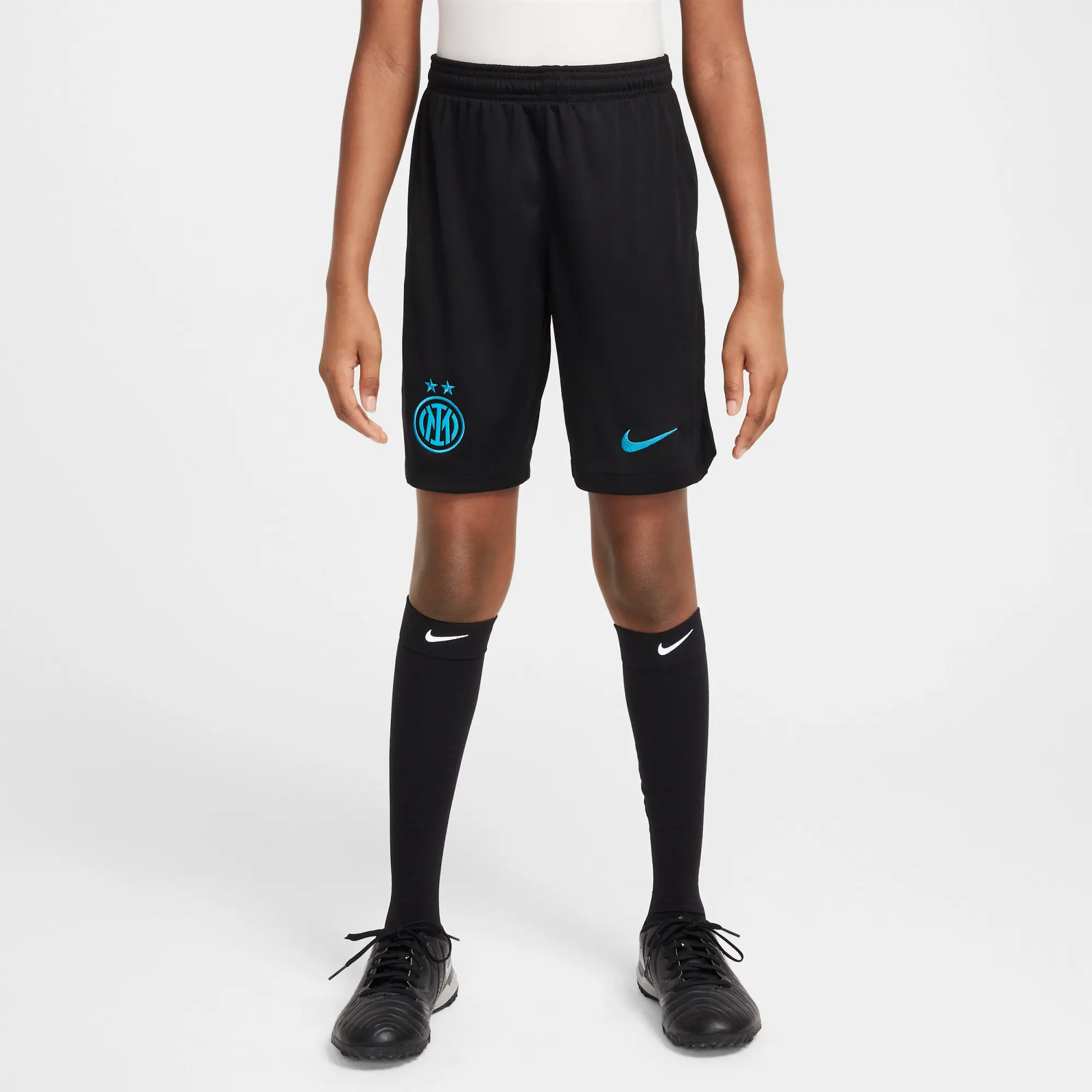 Inter Milan 2025/26 Stadium Home Older Kids' Nike Dri-FIT Football Replica Shorts - Black - Polyester
