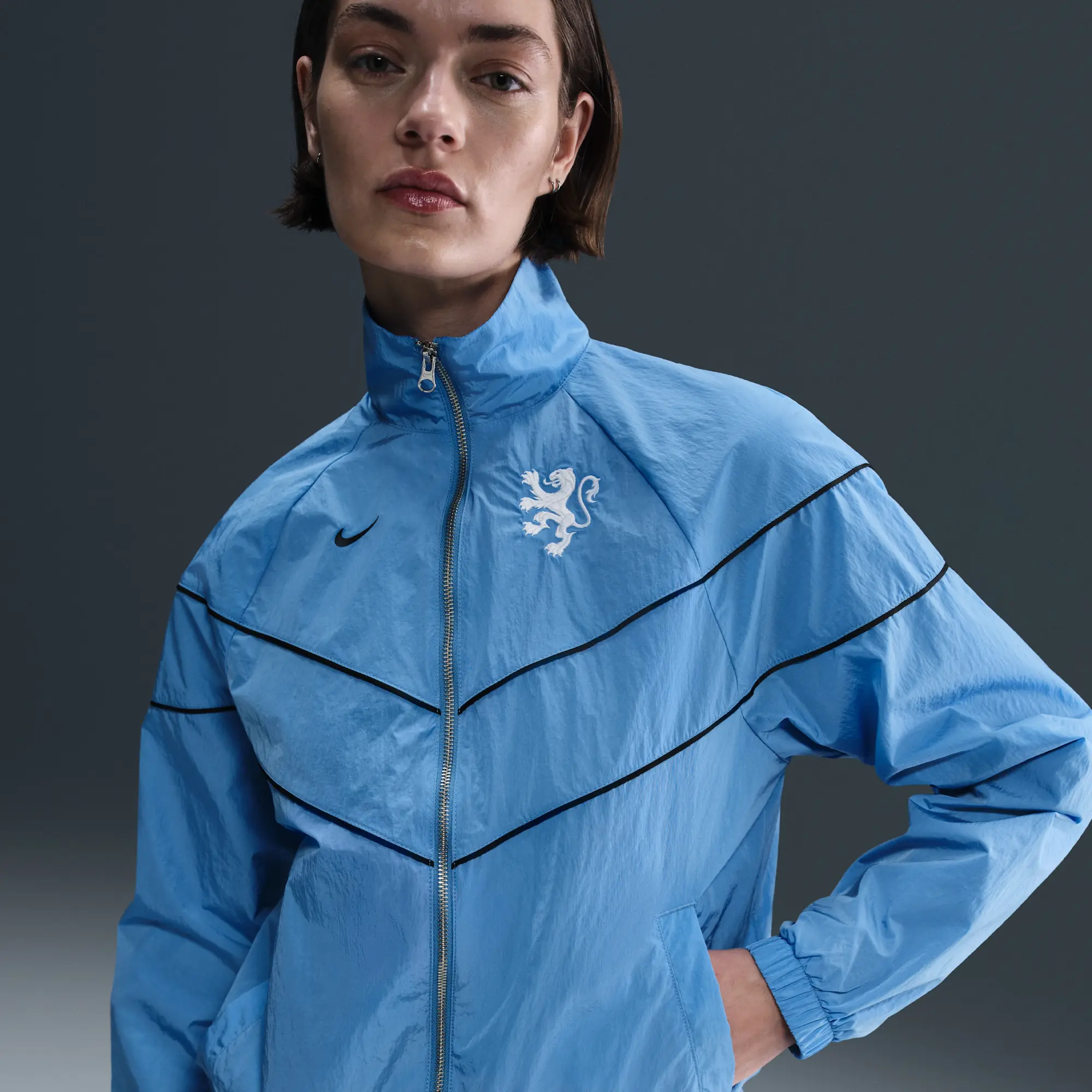 Netherlands Windrunner Women's Nike Football UV Woven Jacket - Blue - Nylon