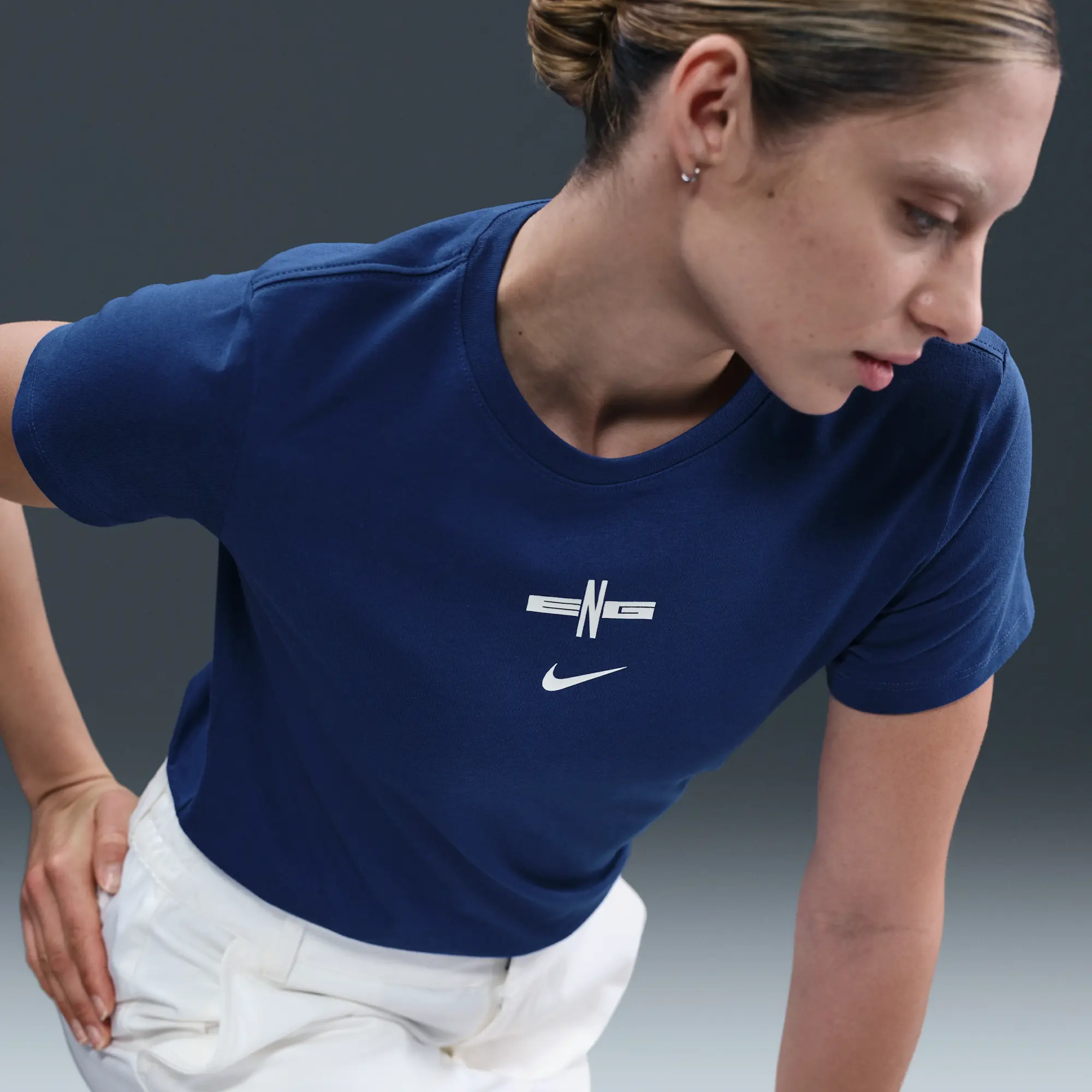 England Women's Nike Football T-Shirt - Blue - Cotton