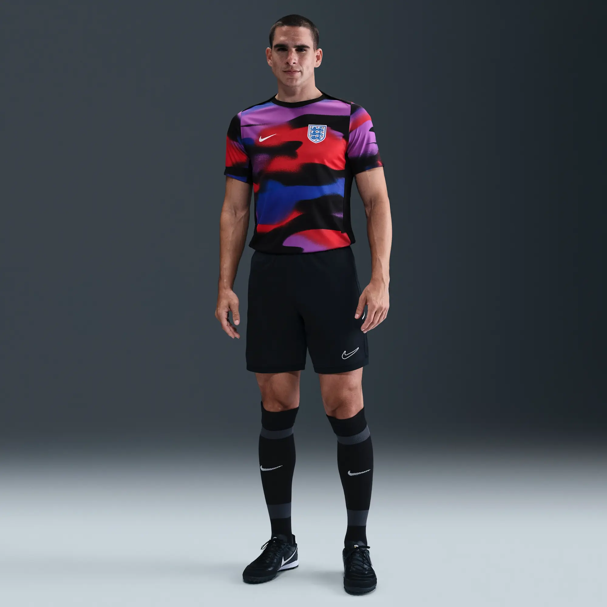 England Academy Pro Men's Nike Dri-FIT Football Pre-Match Short-Sleeve Top - Blue - Polyester