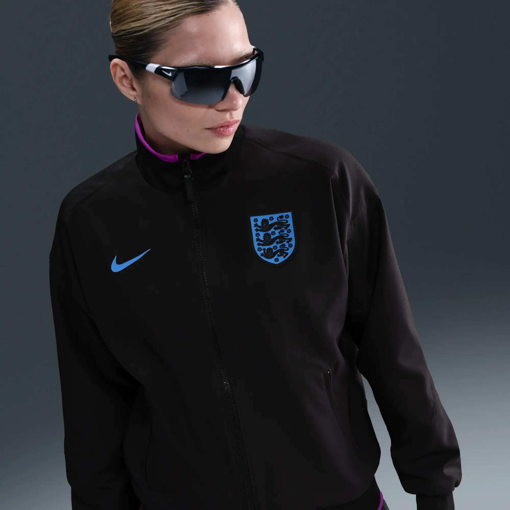 England Strike Away Women's Nike Dri-FIT Football Anthem Jacket - Black - Polyester