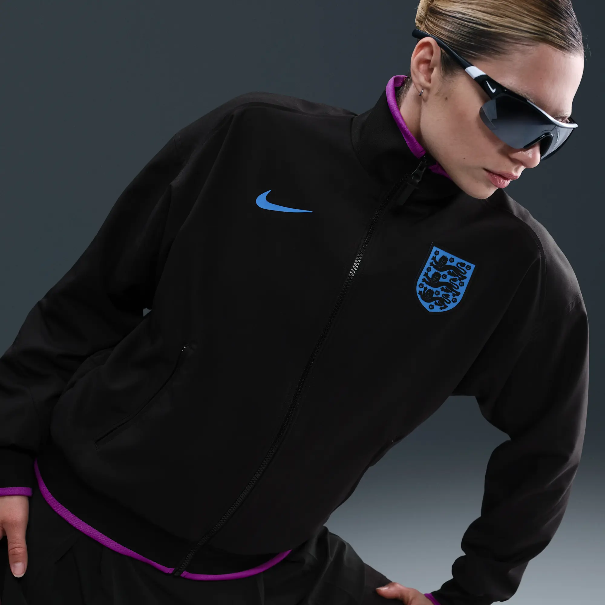 England Strike Away Women's Nike Dri-FIT Football Anthem Jacket - Black - Polyester