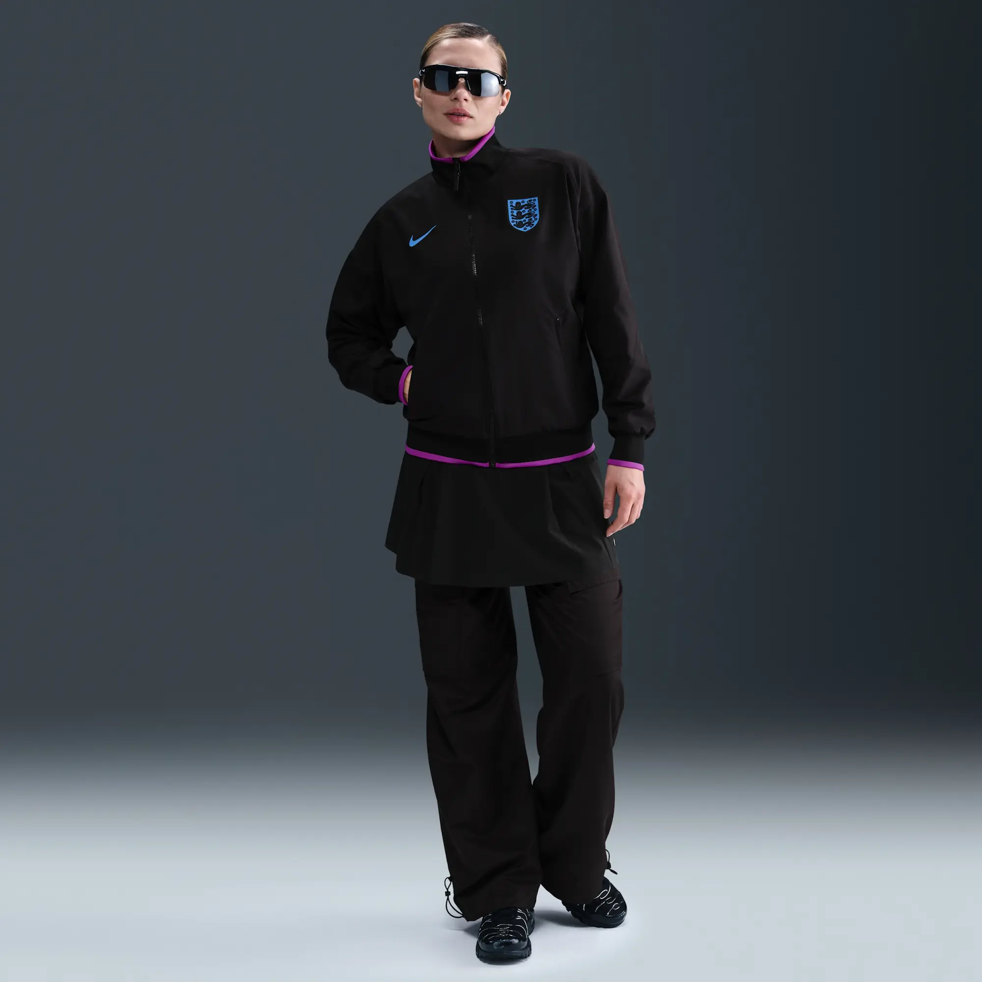 England Strike Away Women's Nike Dri-FIT Football Anthem Jacket - Black - Polyester