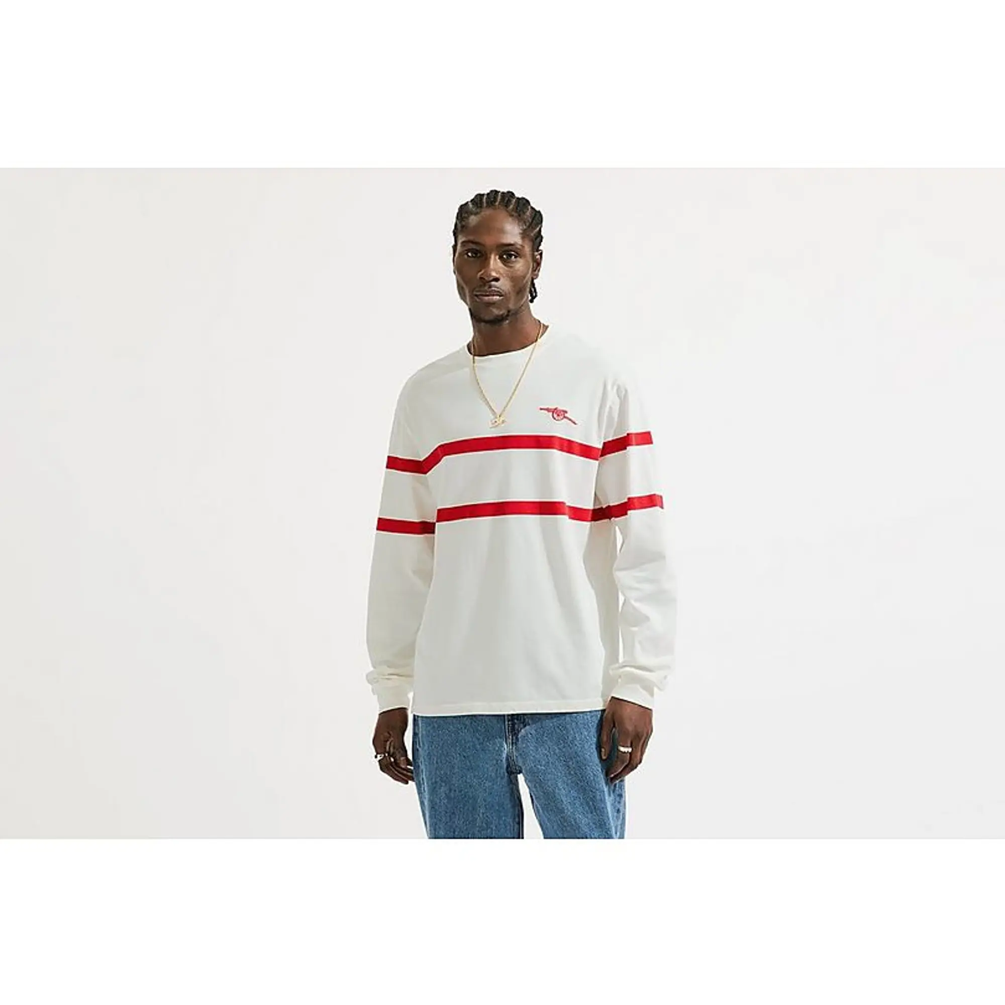 Arsenal Double Stripe White Long Sleeve Unisex T-Shirt, Multicolor