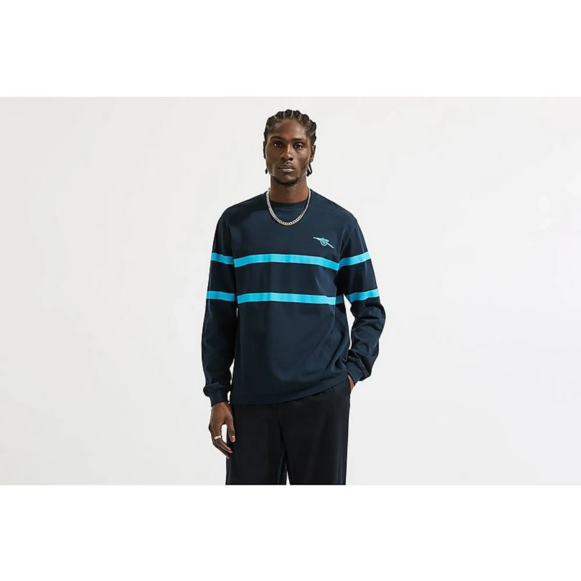 Arsenal Double Stripe Navy Long Sleeve Unisex T-Shirt, Multicolor