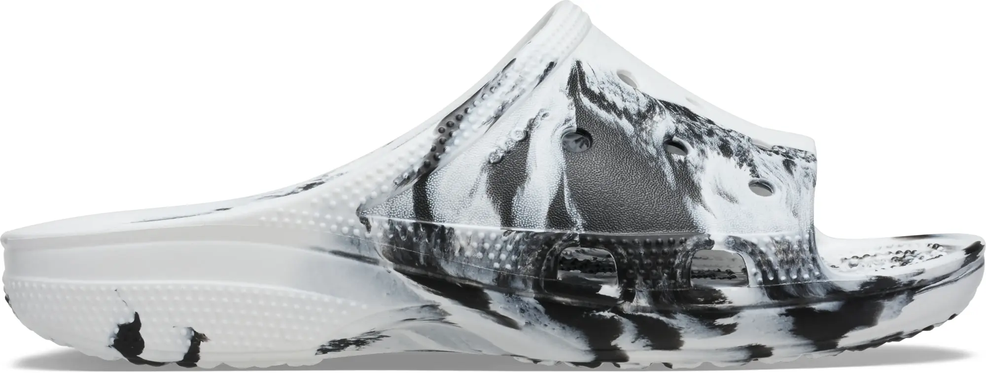 Crocs | Men | Classic Marbled Icon | Slides | Black / White | 6