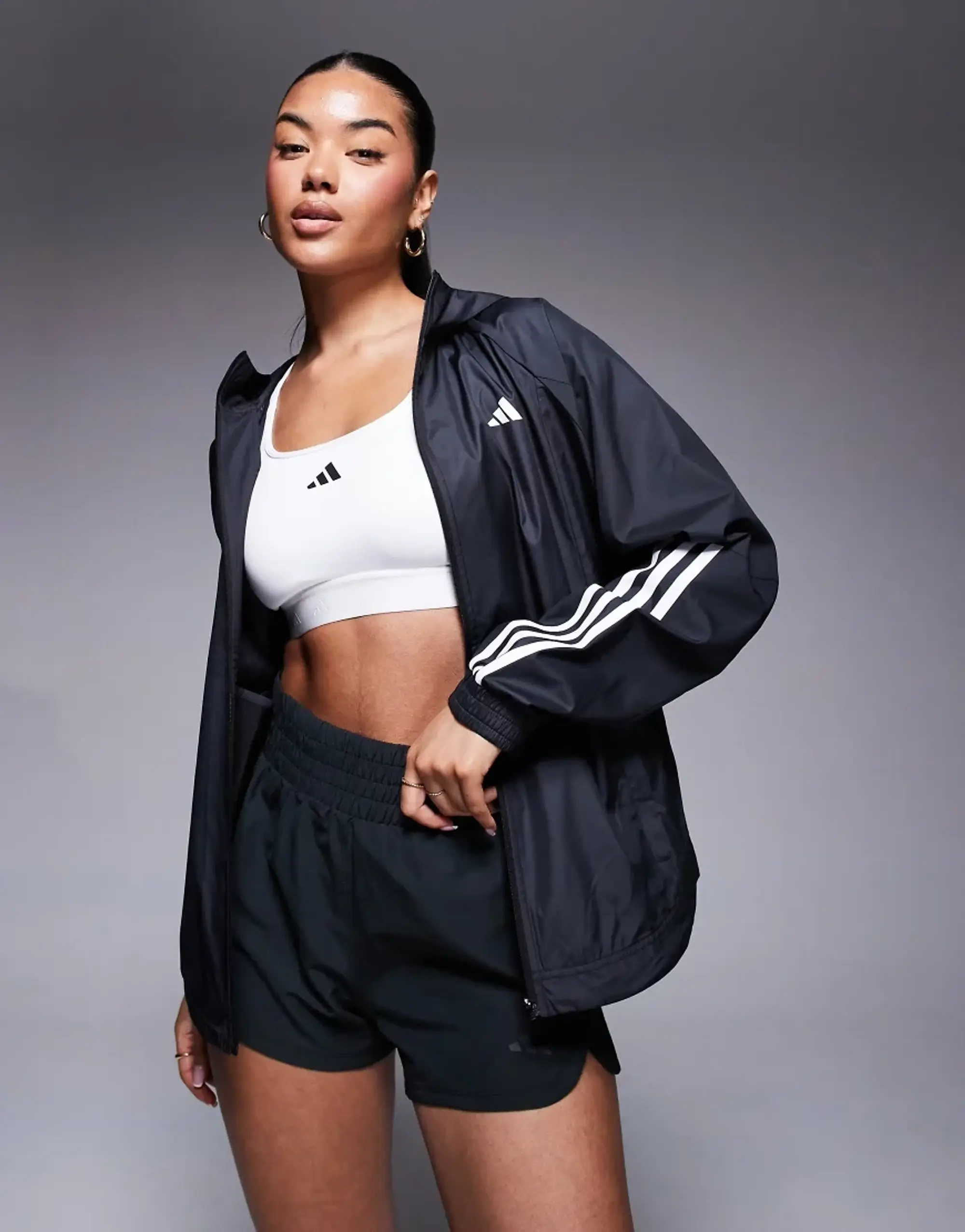 Adidas Training Hyperglam Windbreaker In Black
