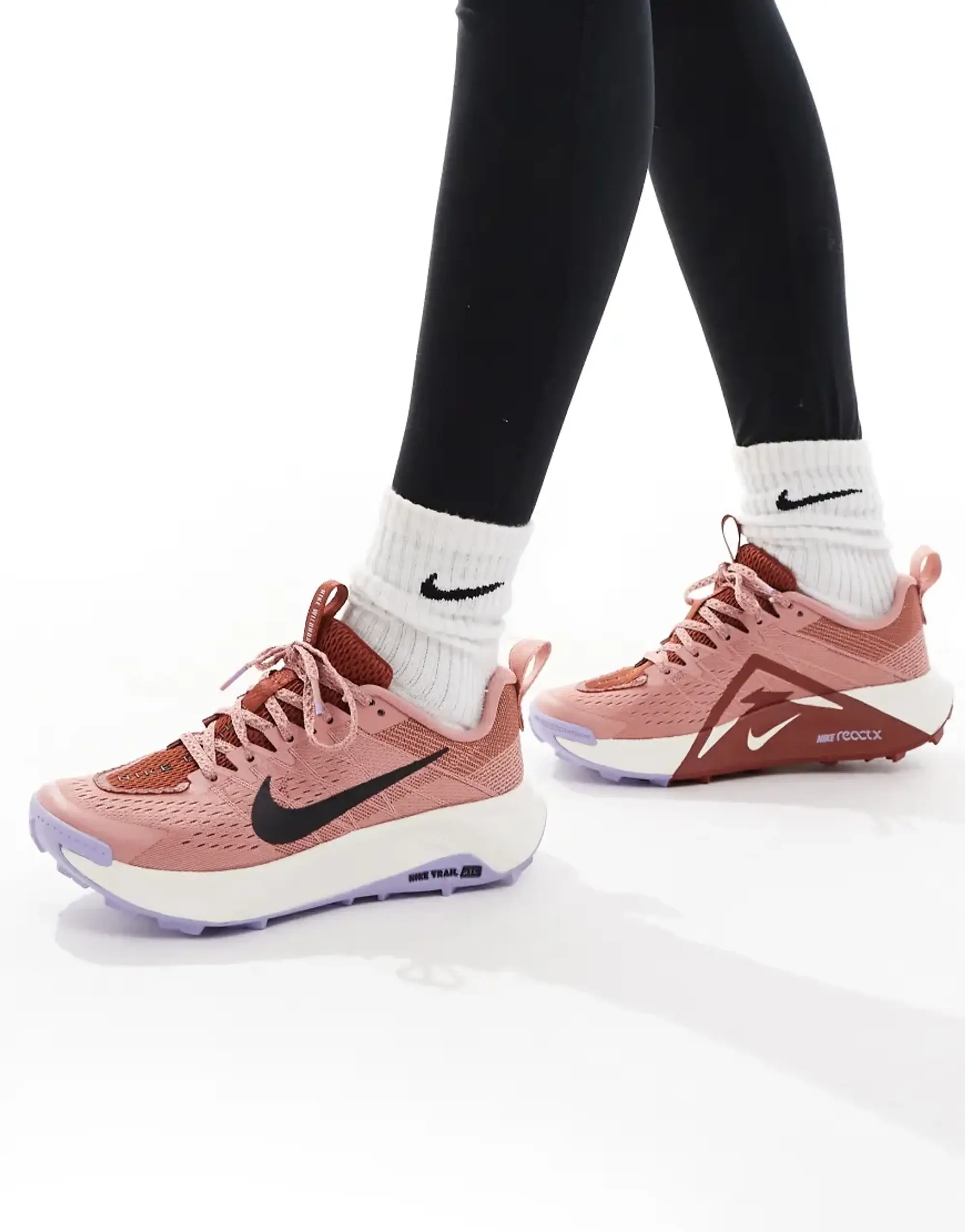 Nike Running Reactx Wildhorse Trainers In Pink And White