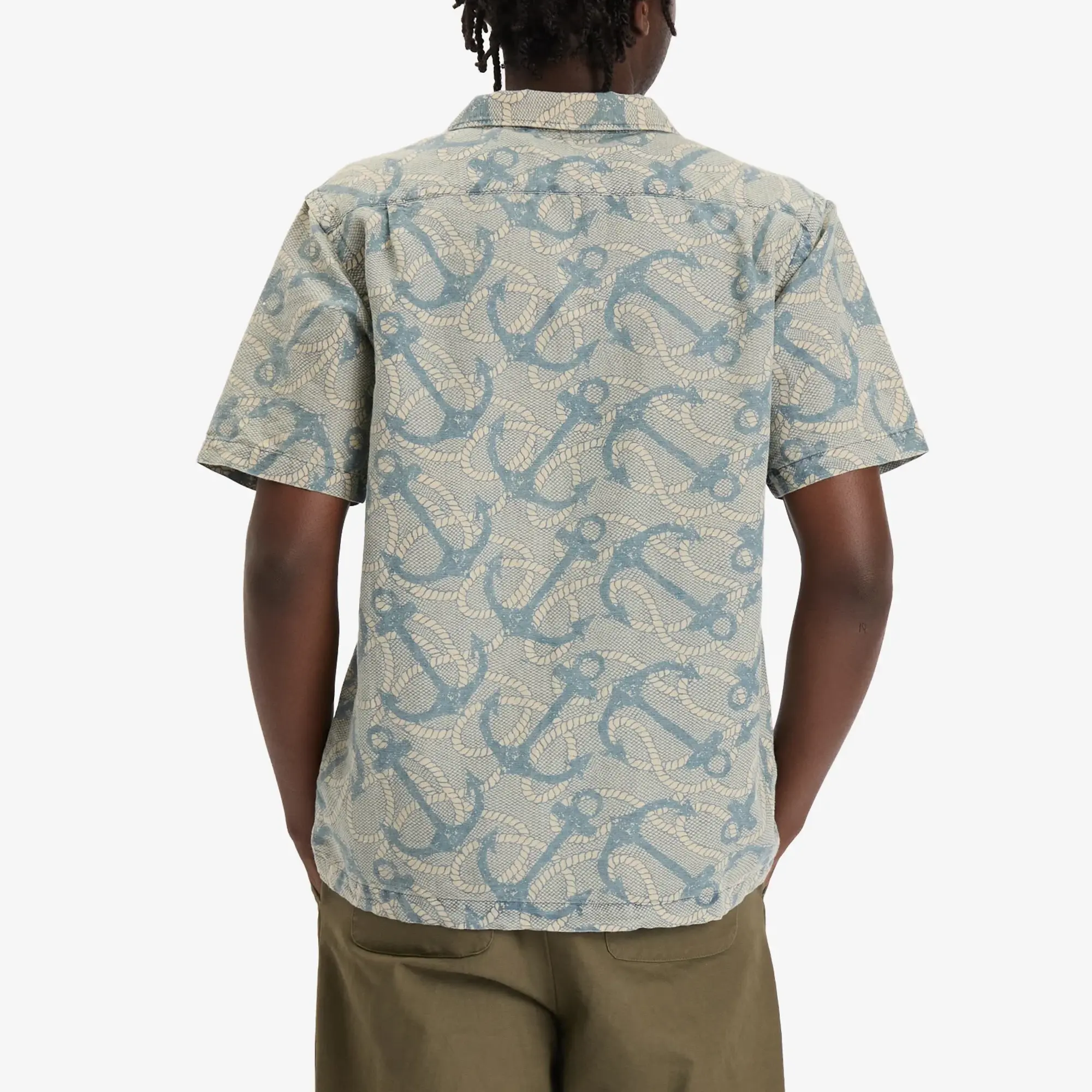 RRL Men's 2-Pocket Vacation Shirt Rl-747 Indigo/Cream Multi