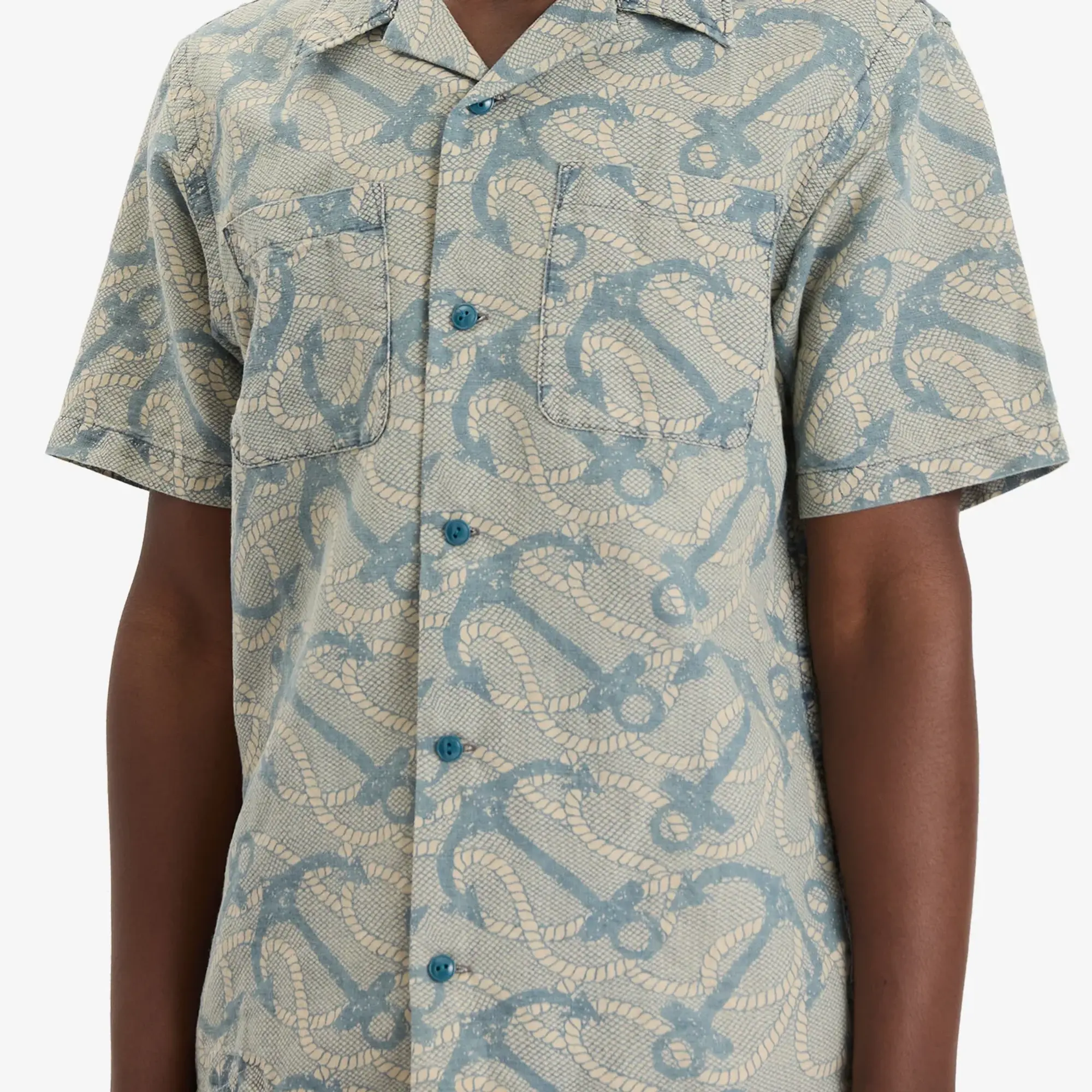 RRL Men's 2-Pocket Vacation Shirt Rl-747 Indigo/Cream Multi