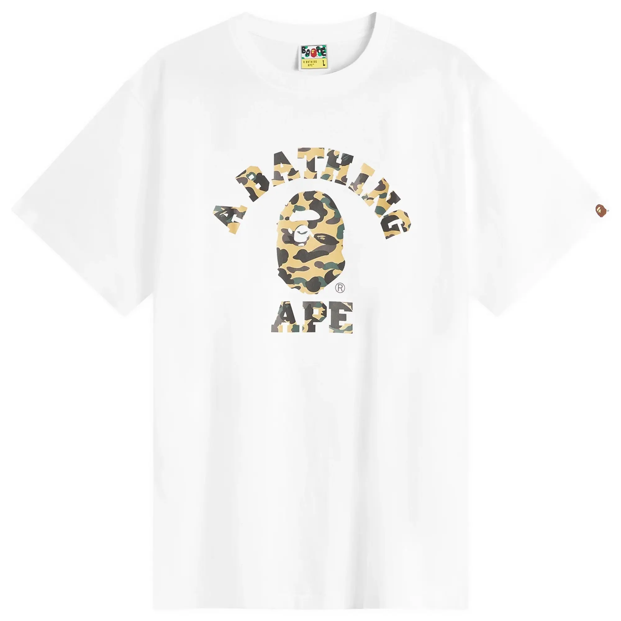 A Bathing Ape Men's 1St Camo College Tee White X Yellow