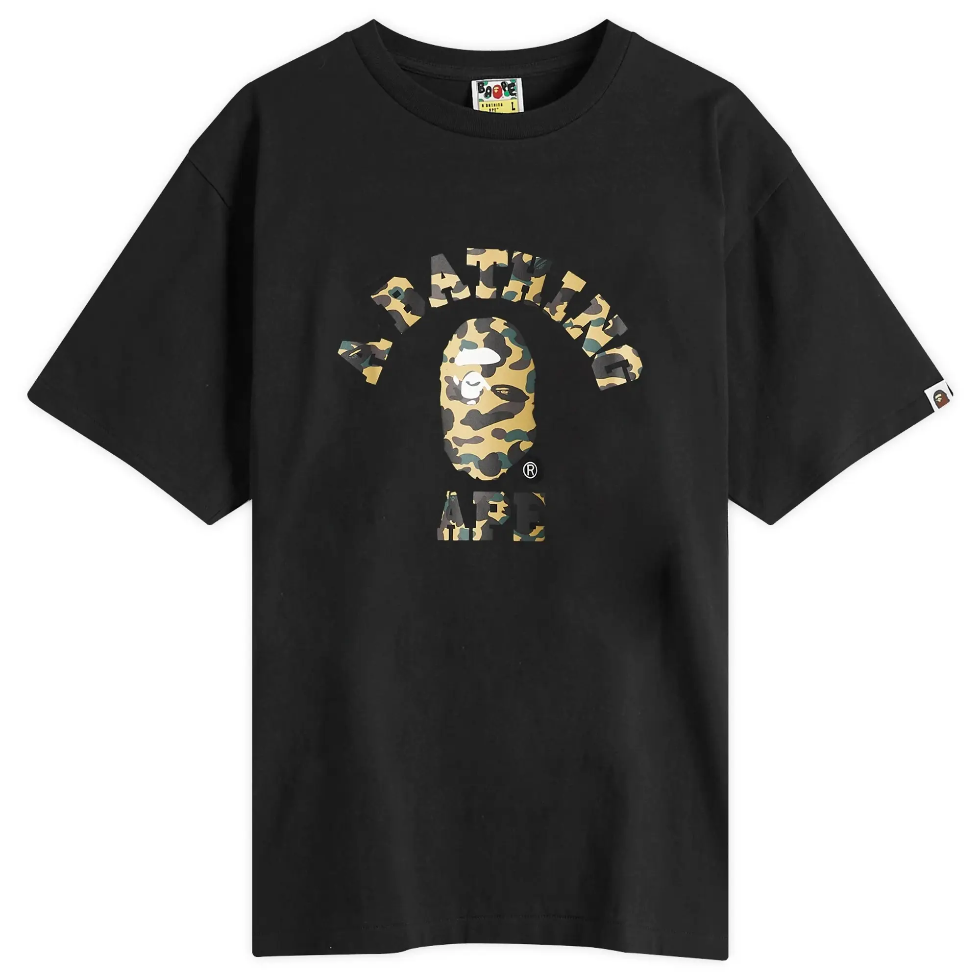 A Bathing Ape Men's 1St Camo College Tee Black X Yellow