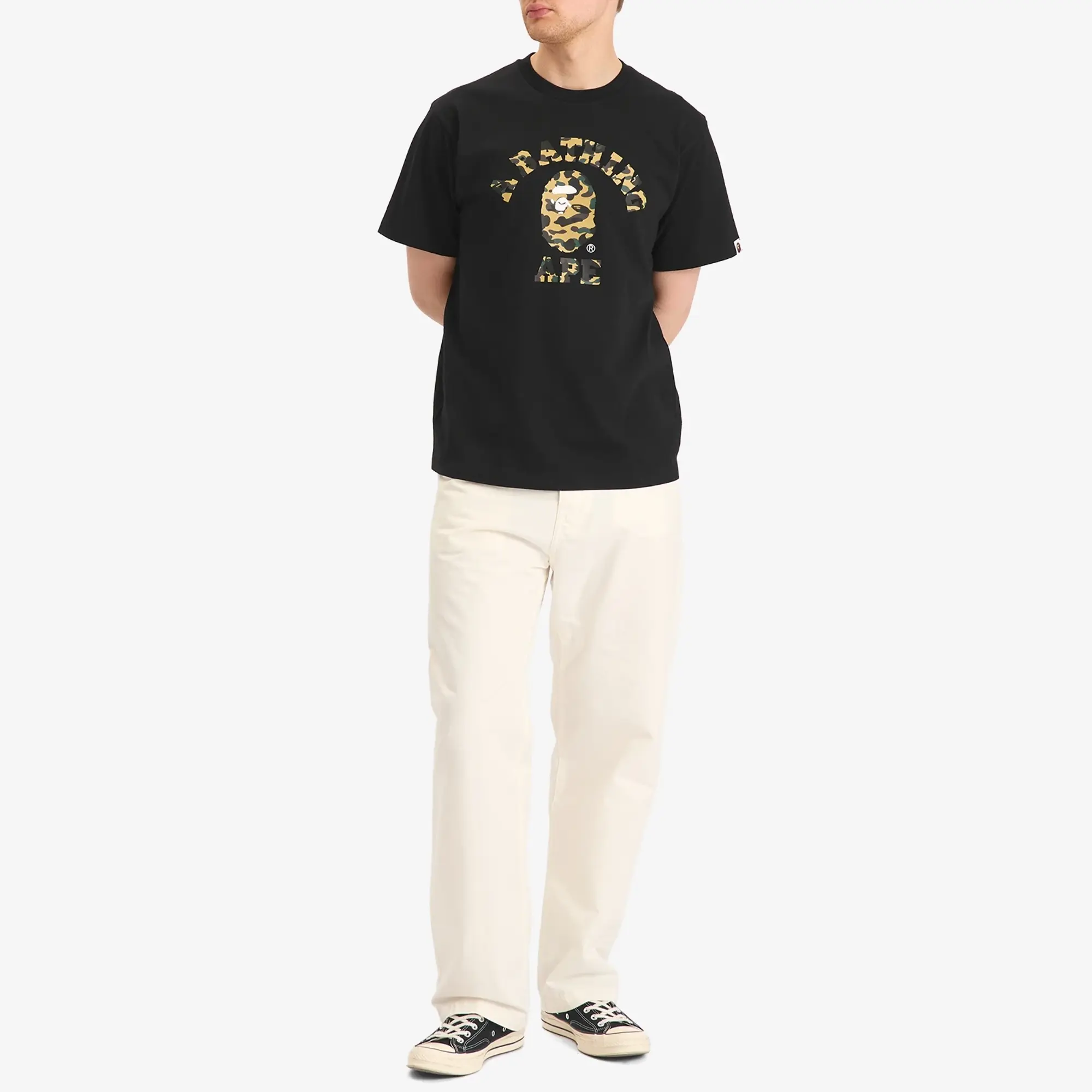 A Bathing Ape Men's 1St Camo College Tee Black X Yellow
