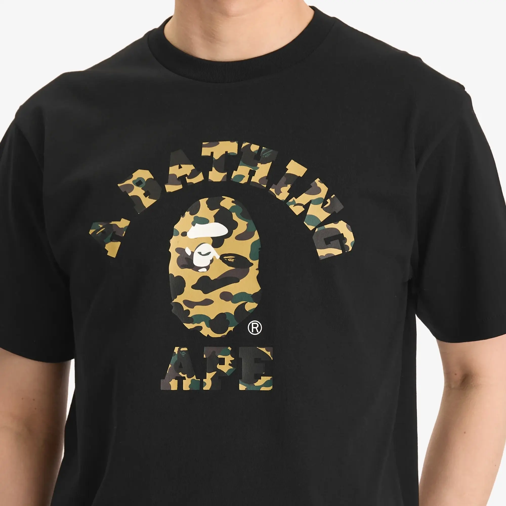 A Bathing Ape Men's 1St Camo College Tee Black X Yellow