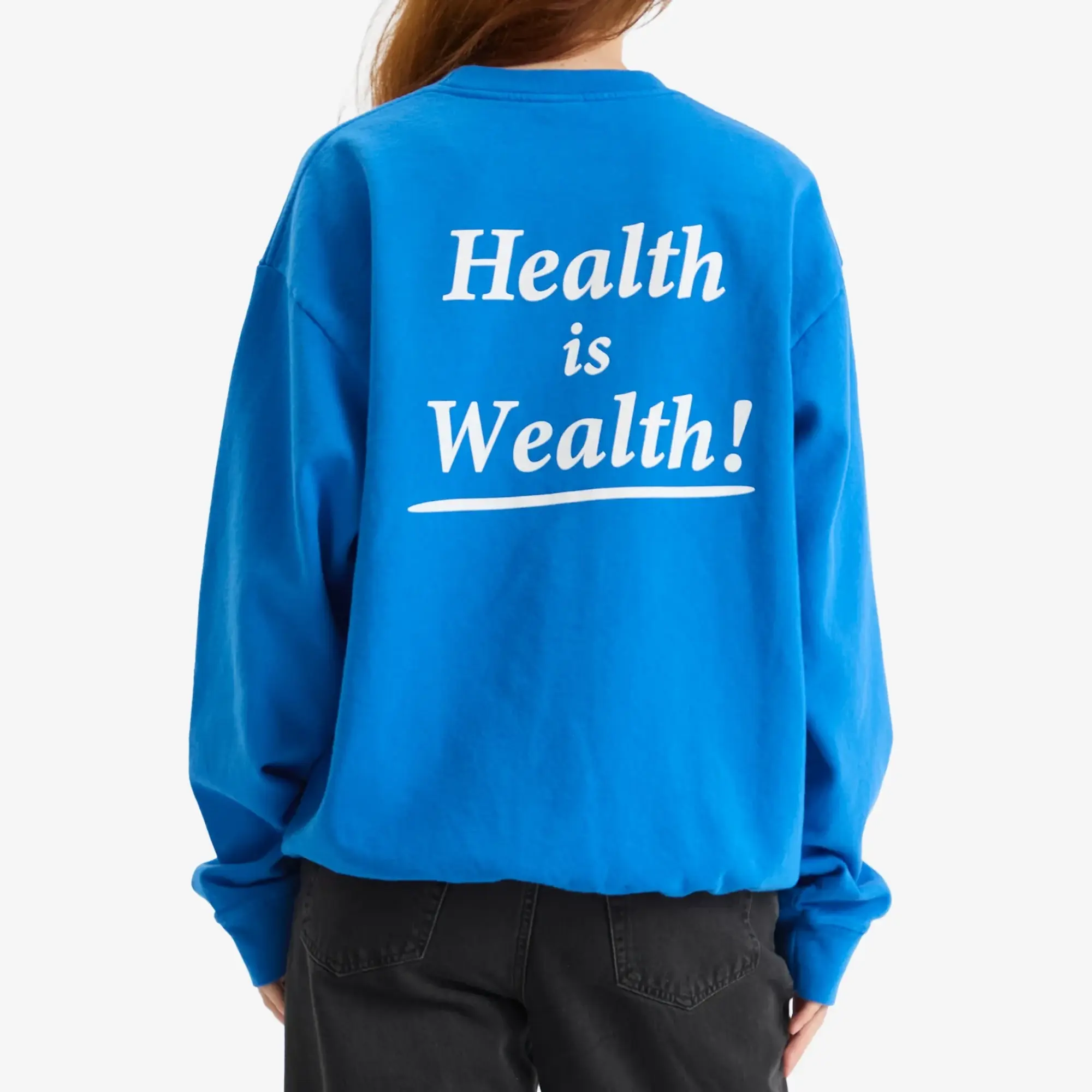 Sporty & Rich Women's Health is Wealth Crew Sweatshirt Paris Blue