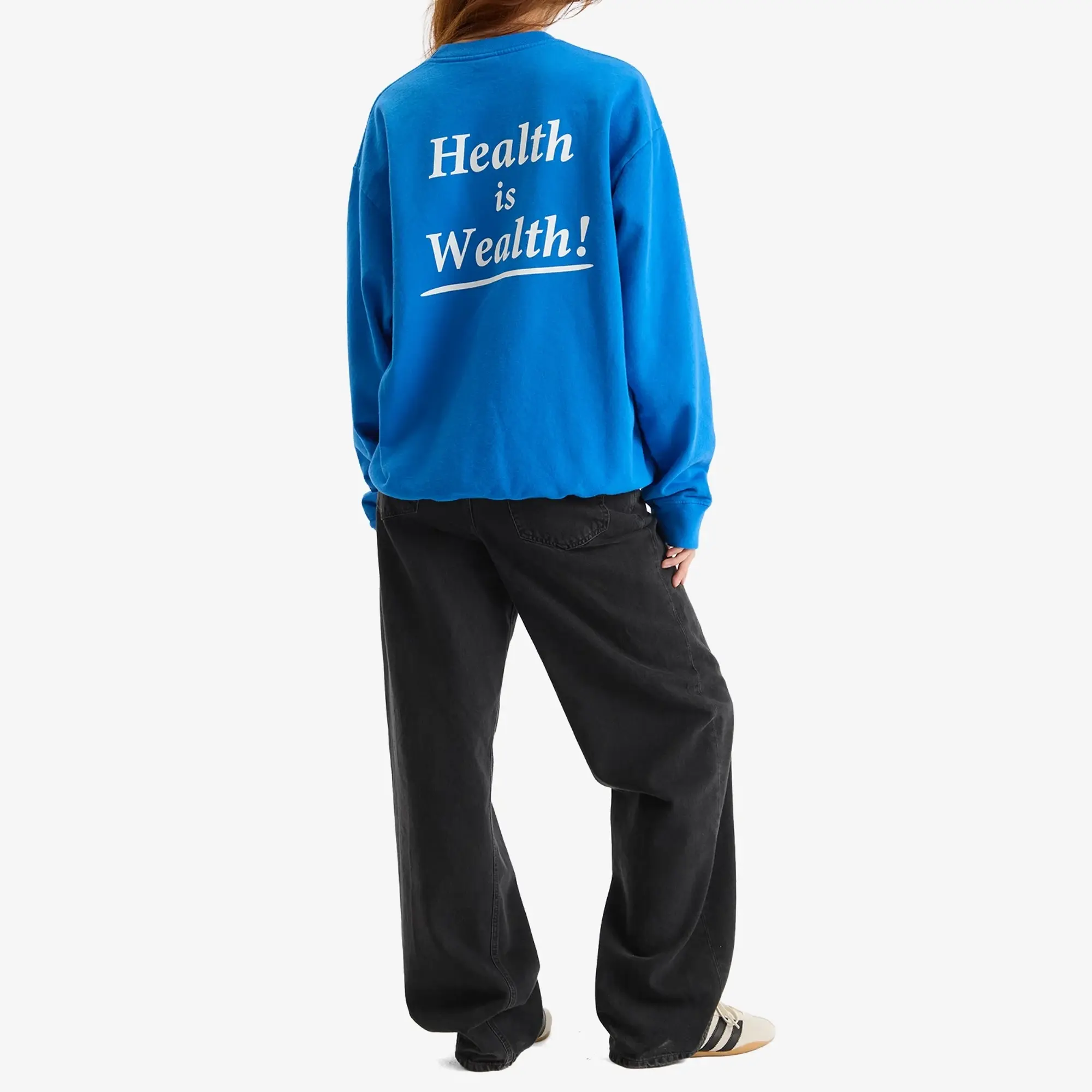 Sporty & Rich Women's Health is Wealth Crew Sweatshirt Paris Blue