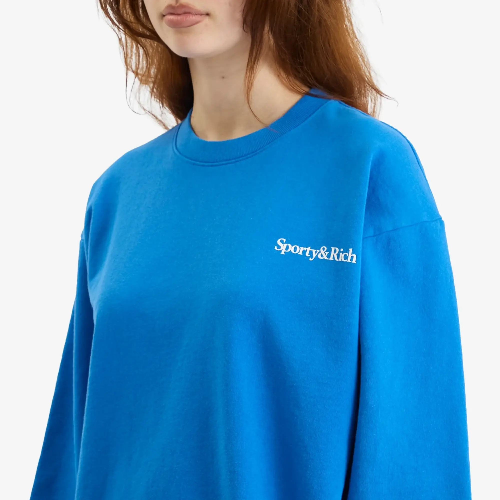 Sporty & Rich Women's Health is Wealth Crew Sweatshirt Paris Blue