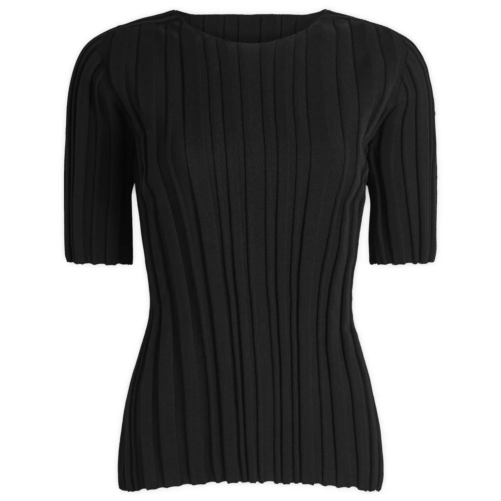Pleats Please Issey Miyake Women's Rib Knit T-Shirt Black