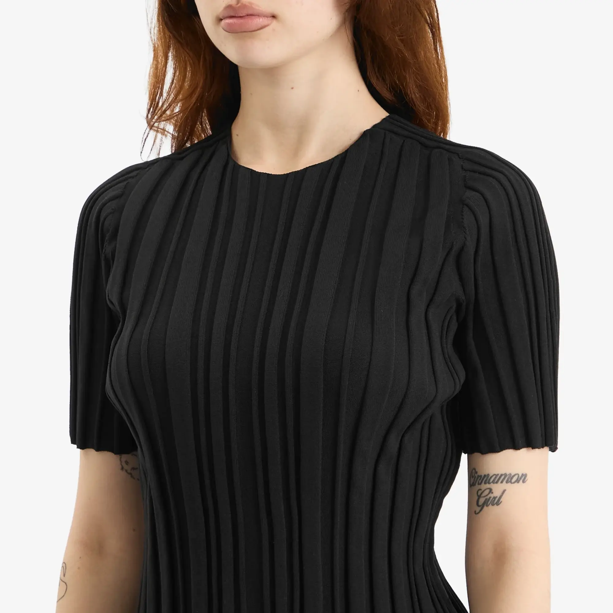Pleats Please Issey Miyake Women's Rib Knit T-Shirt Black