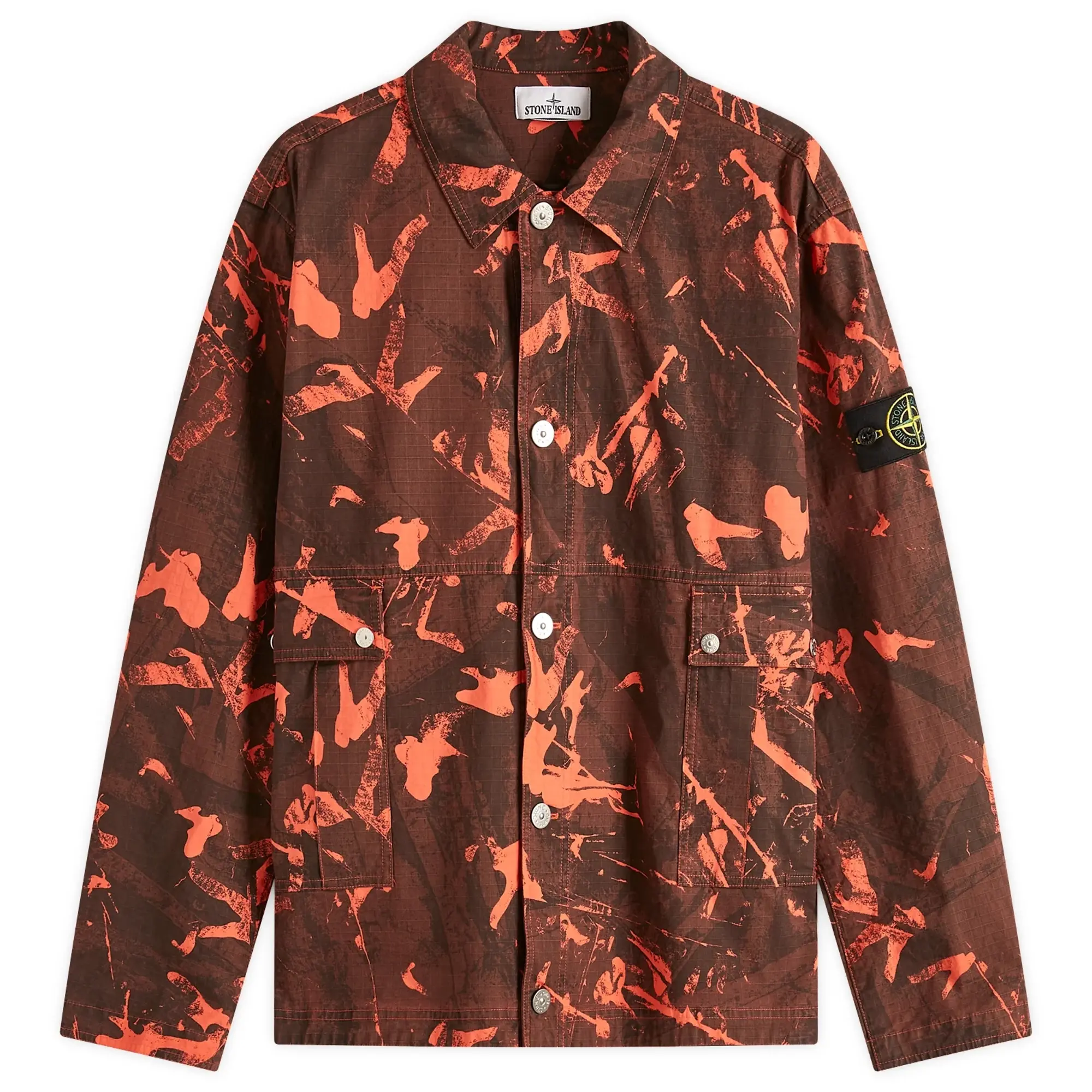 Stone Island Men's Scan Camo Ripstop-OVD Shirt Jacket Black